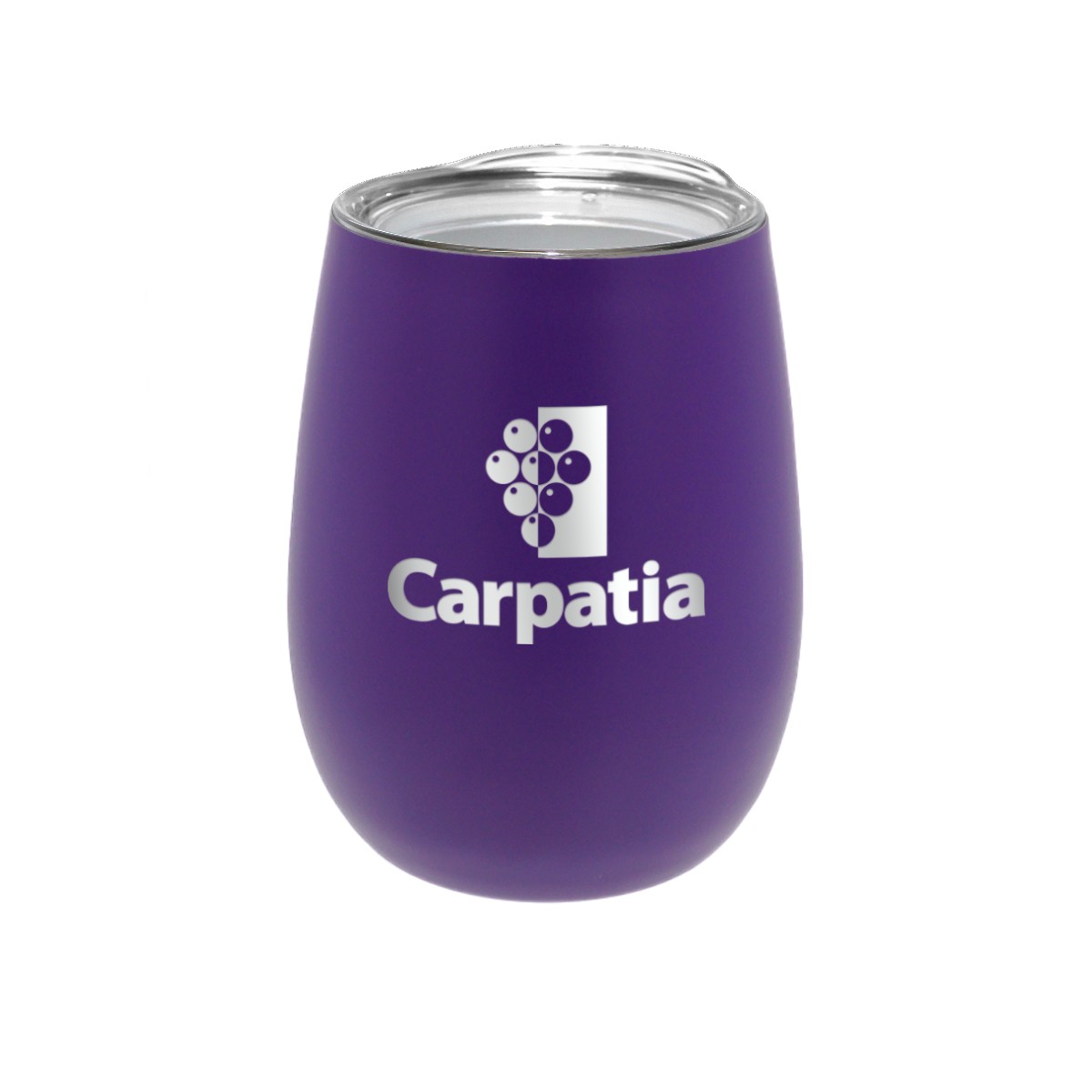 Picture of 12 oz. Recycled Stainless Wine Glass with Lid, Laser, Premium