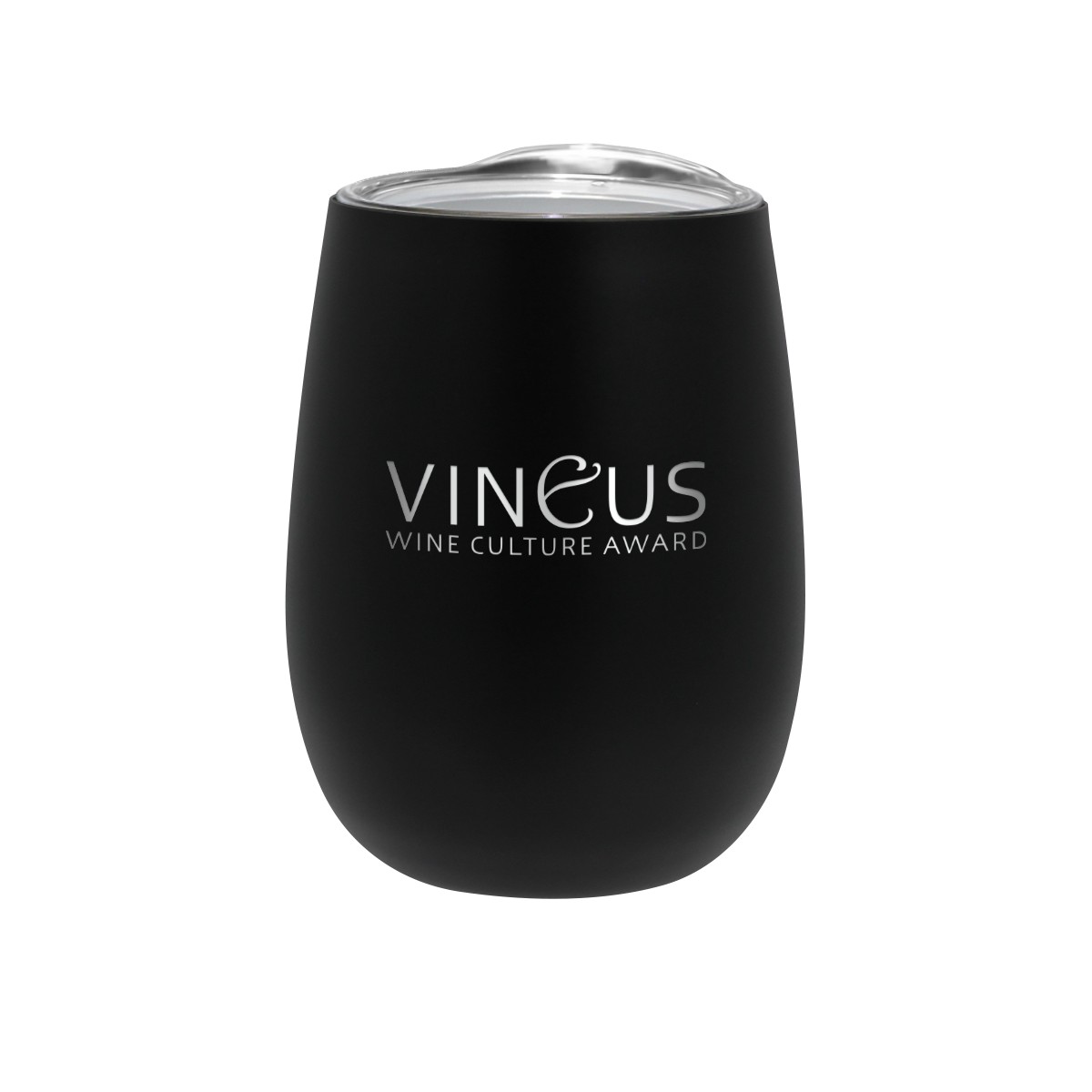 Picture of 12 oz. Recycled Stainless Wine Glass with Lid, Laser, Premium