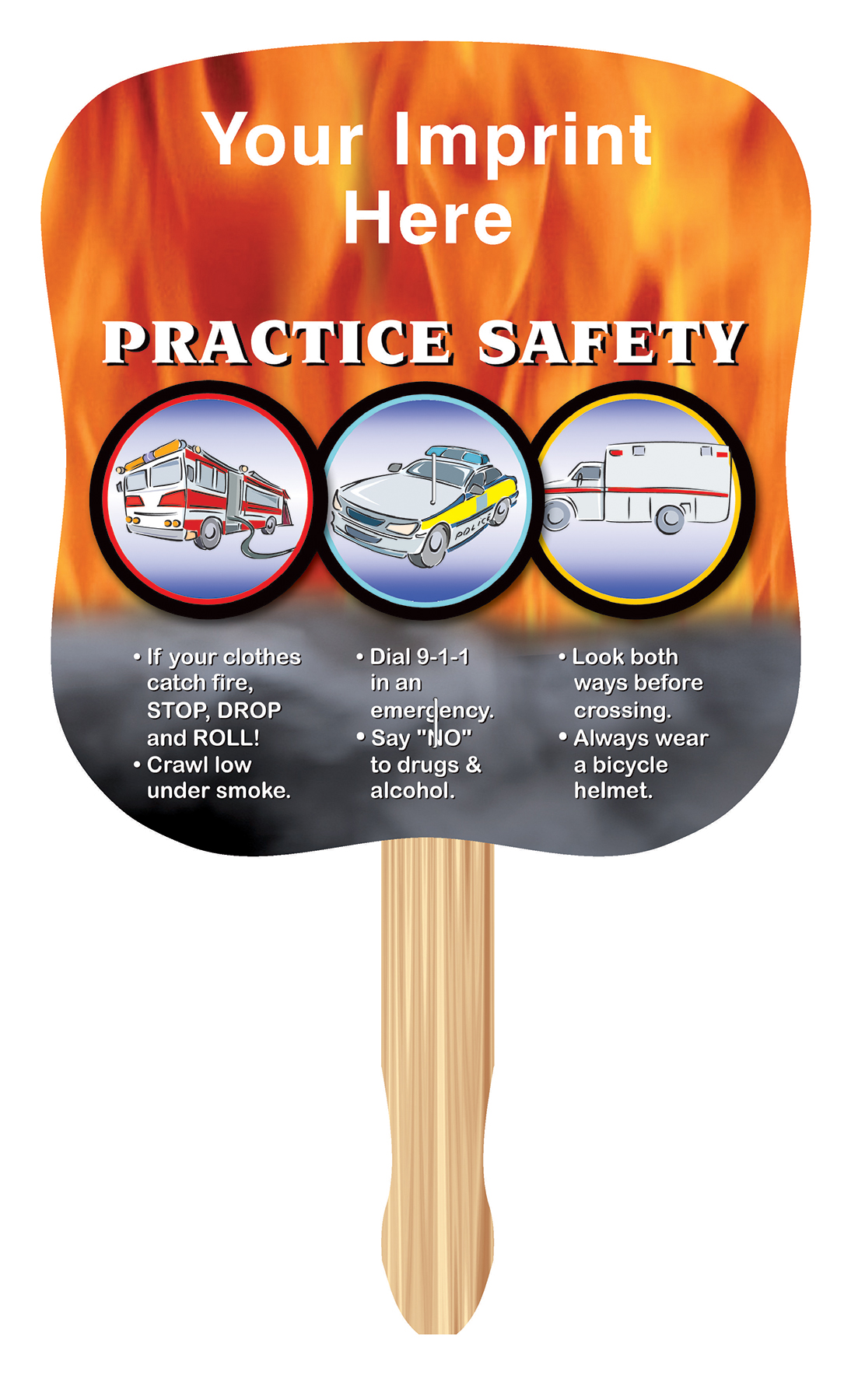 Picture of Emergency Safety Tips Full Color Digital Stock Hand Fan