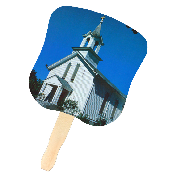 Picture of Stock Design Hand Fan-White Church, Full Color Digital
