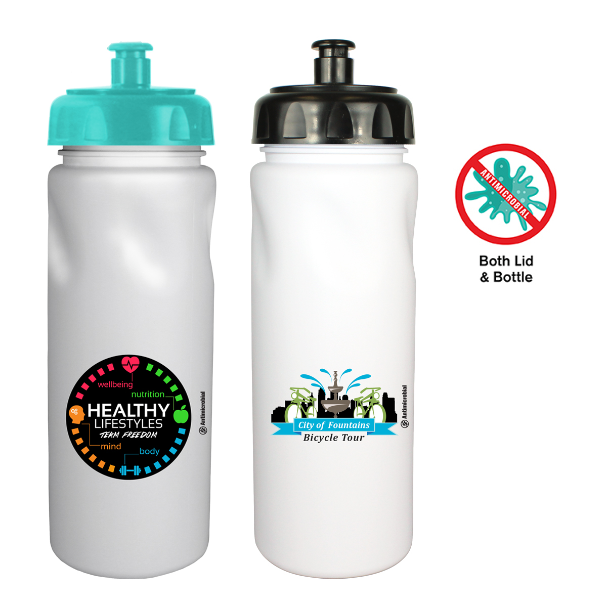 Picture of 24 Oz. MicroHalt Cycle Bottle w/Push 'N Pull Cap (Full Color Digital)