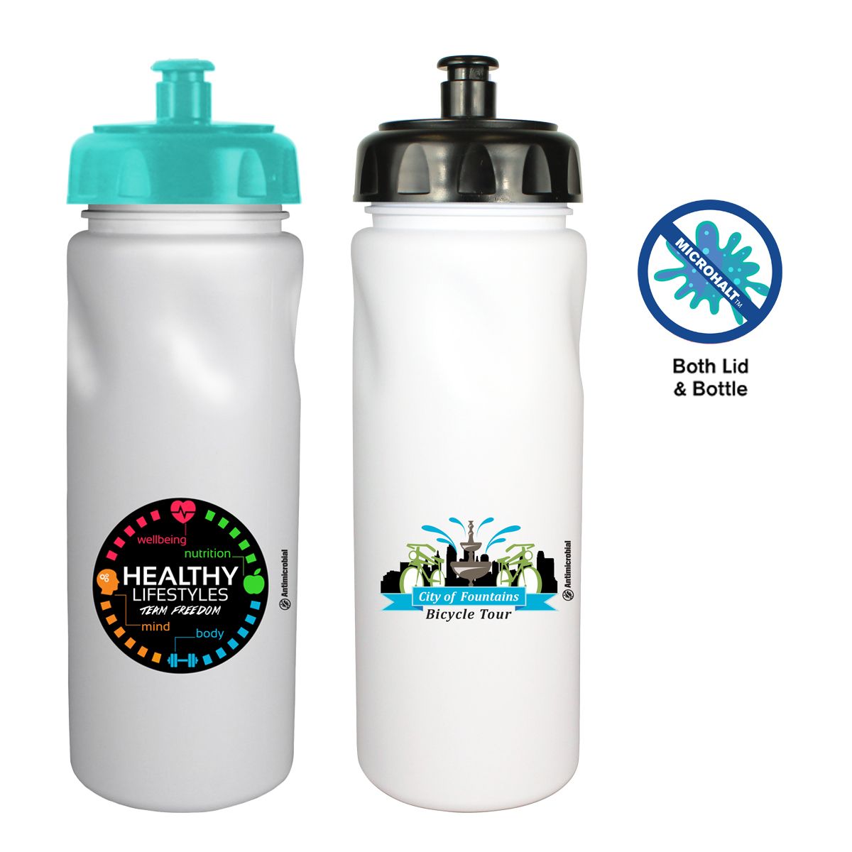 Picture of 24 Oz. MicroHalt Cycle Bottle w/Push 'N Pull Cap (Full Color Digital)