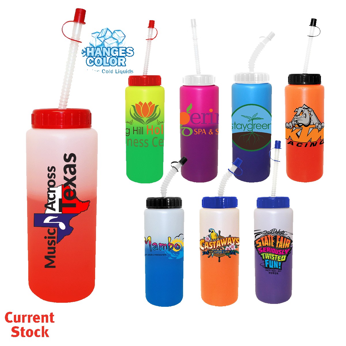 Picture of 32 Oz. Mood Sports Bottle w/Flexible Straw (Full Color Digital)