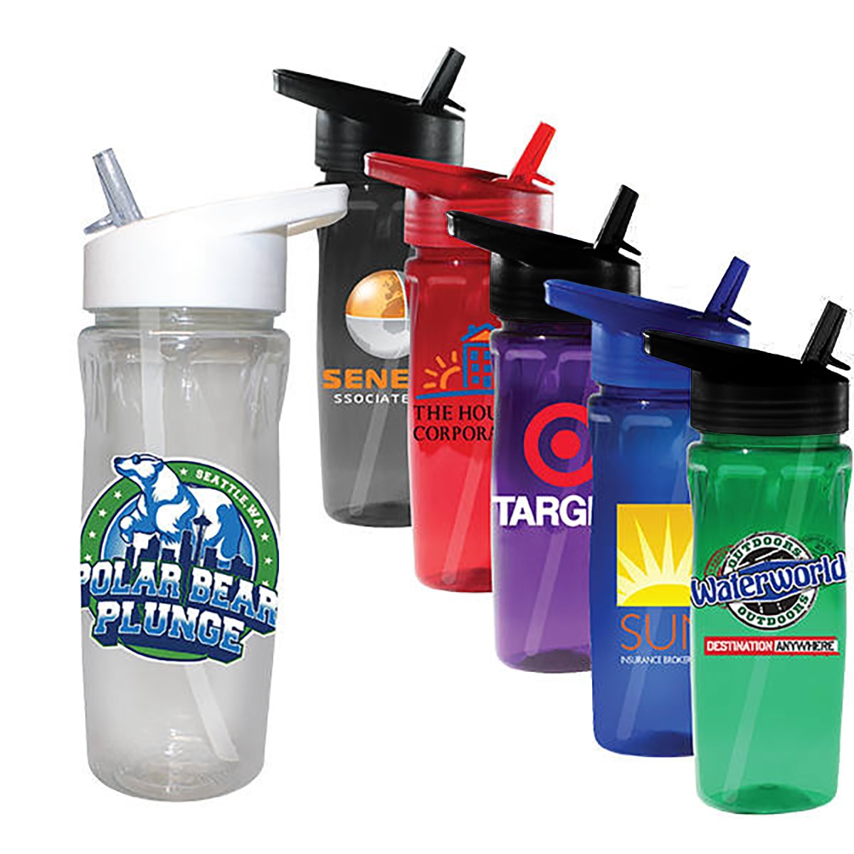 Picture of 18 oz. Poly-Saver PET Bottle with Straw Cap, Full Color Digital