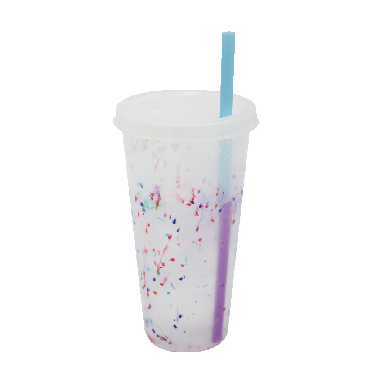 Picture of Mood 26 oz. Rainbow Confetti Tumbler with Lid and Straw, Full Color Digital