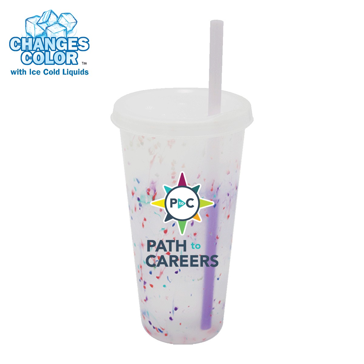 Picture of Mood 26 oz. Rainbow Confetti Tumbler with Lid and Straw, Full Color Digital