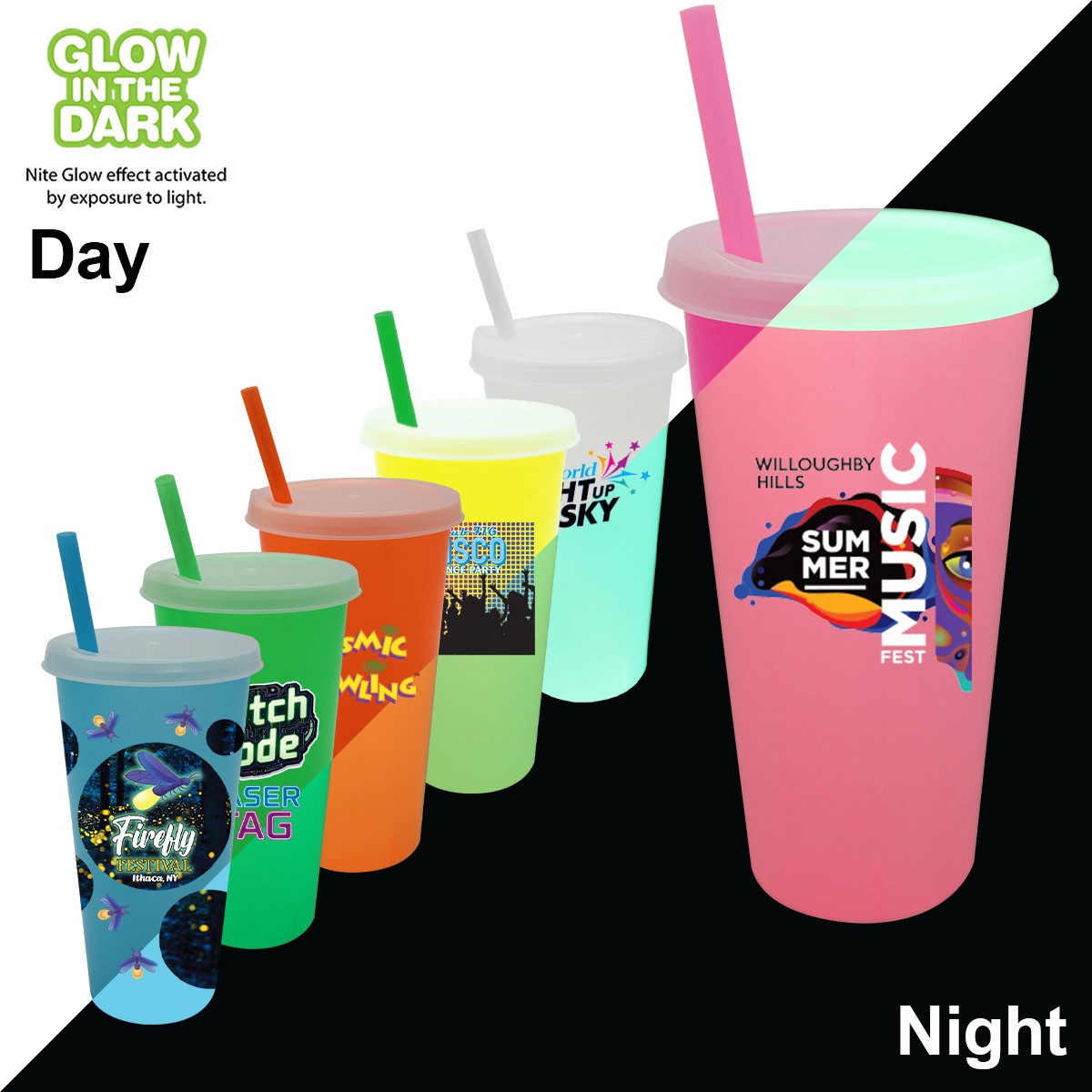 Picture of Nite Glow 26 oz. Tumbler with Lid & Straw, Full Color Digital
