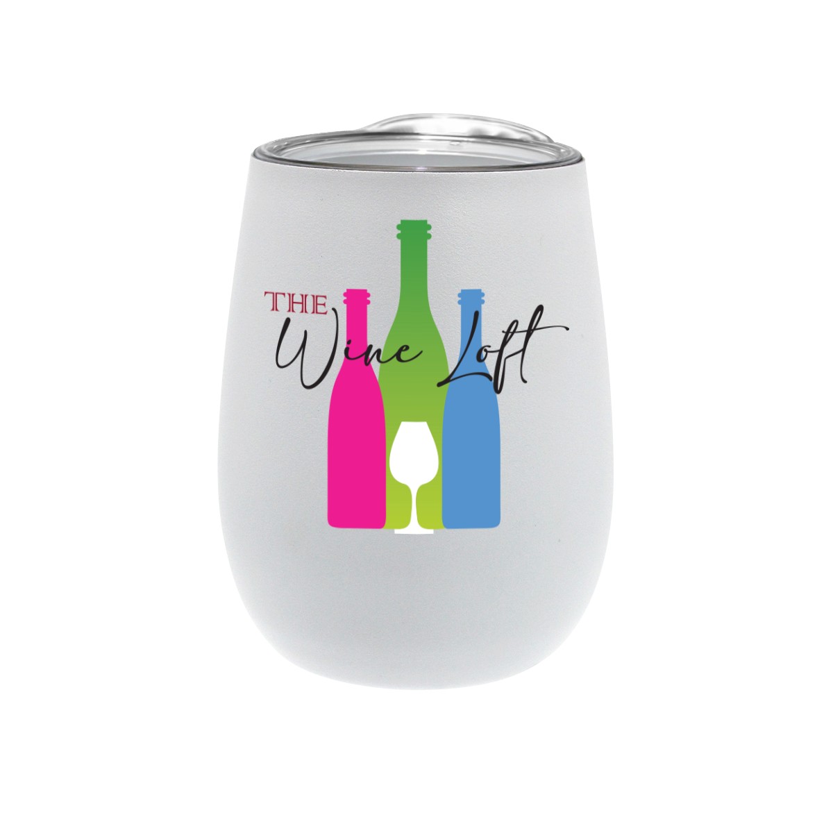 Picture of 12 oz. Recycled Stainless Wine Glass with Lid, Full Color Digital