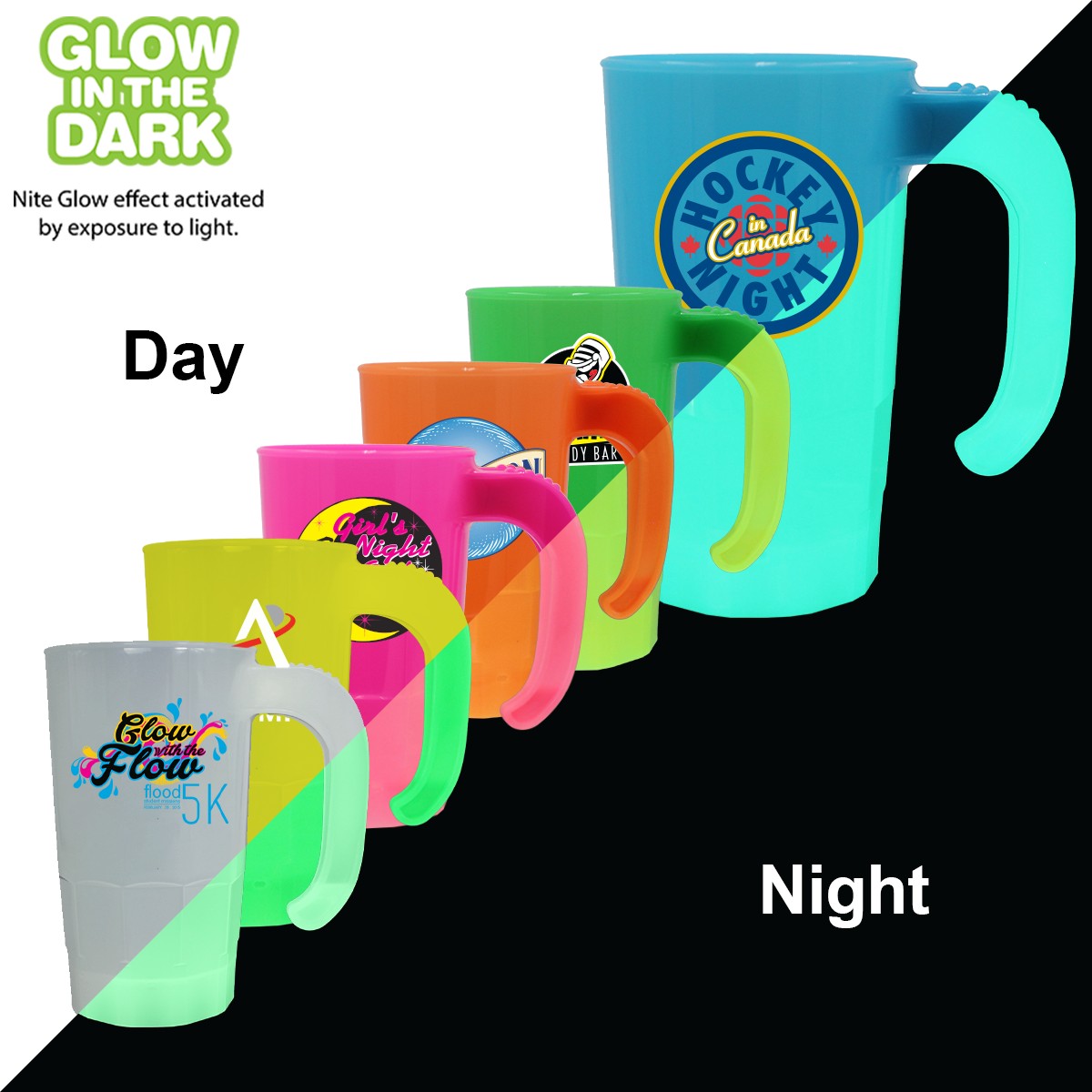 Picture of 20 oz. Nite Glow Stackable Beer Stein, Full Color Digital (1 Sided)
