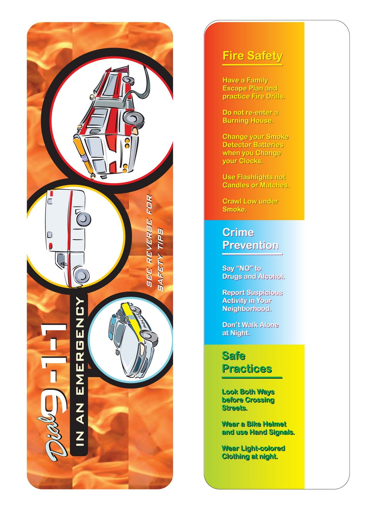 Picture of Emergency Safety Full Color Digital Printed Bookmark