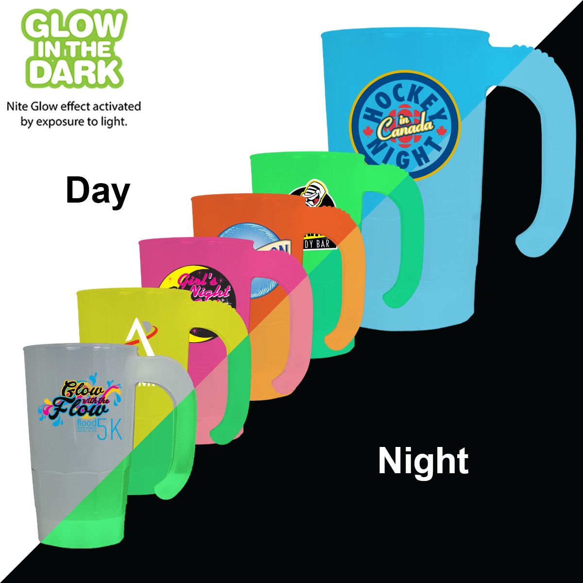 Picture of 20 oz. Nite Glow Stackable Beer Stein (2 Sided), Full Color Digital