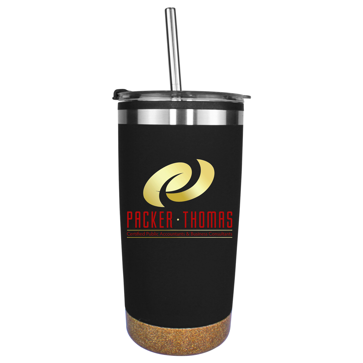 Picture of 20 Oz. Halcyon® Cork Bottom Tumbler w/Stainless Straw & Flip Top Lid (Full Color Digital)