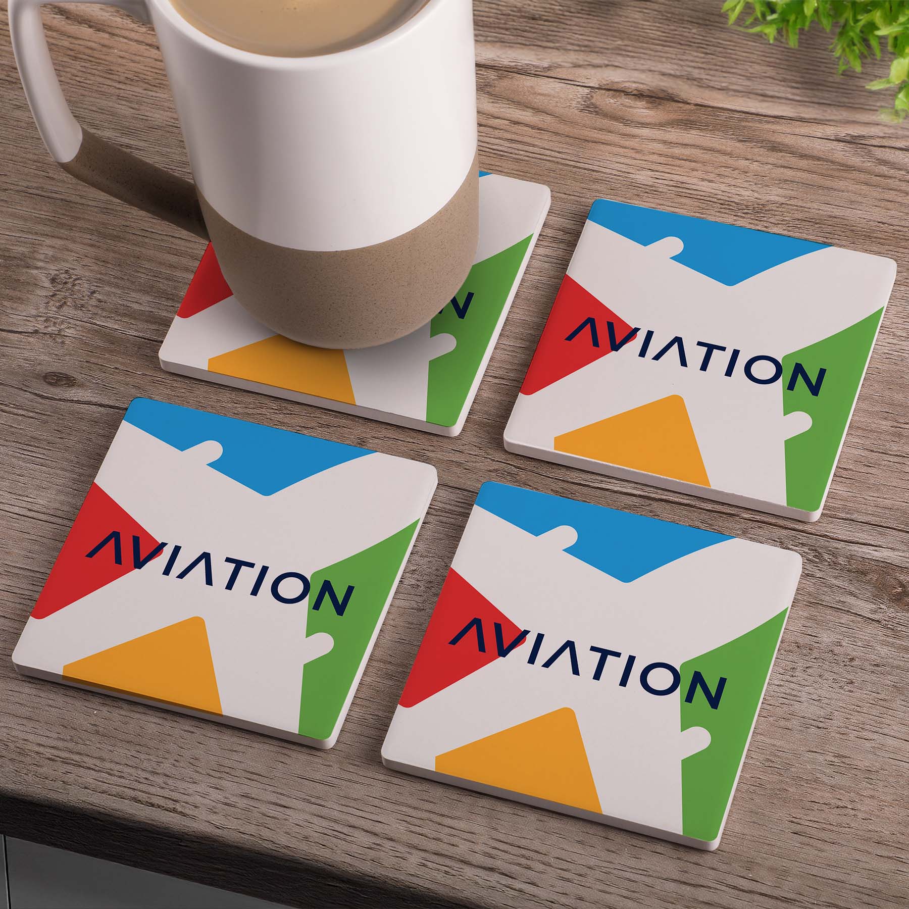 Picture of Square Ceramic 4 Pc. Coaster Set In Box