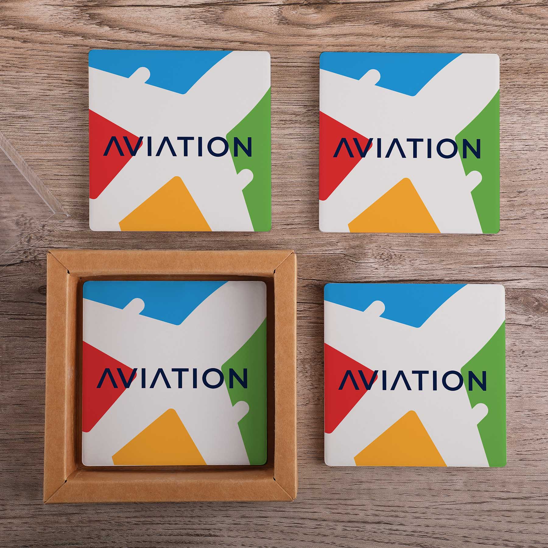 Picture of Square Ceramic 4 Pc. Coaster Set In Box