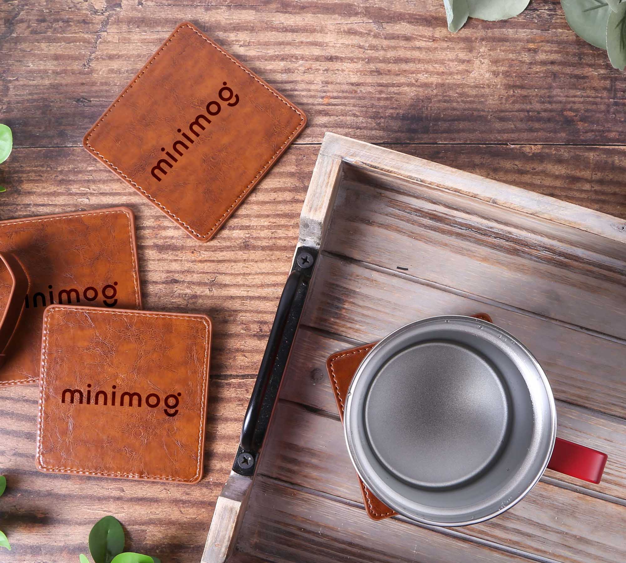 Picture of Watson Square PU Leather Coaster: 4 piece Set in Holder