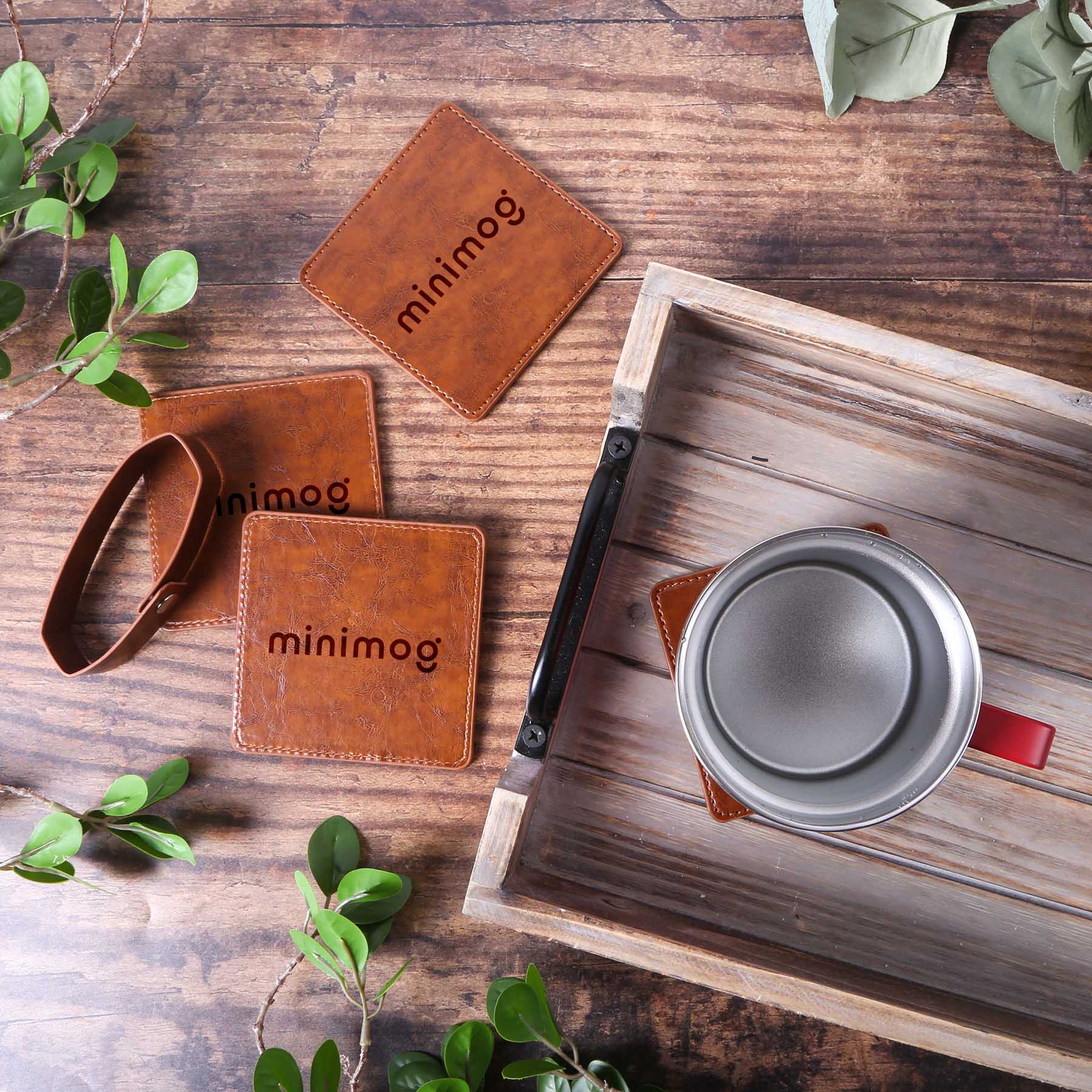 Picture of Watson Square PU Leather Coaster: 4 piece Set in Holder
