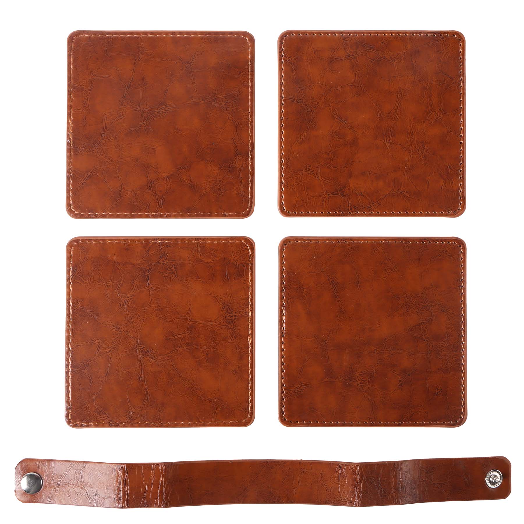 Picture of Watson Square PU Leather Coaster: 4 piece Set in Holder