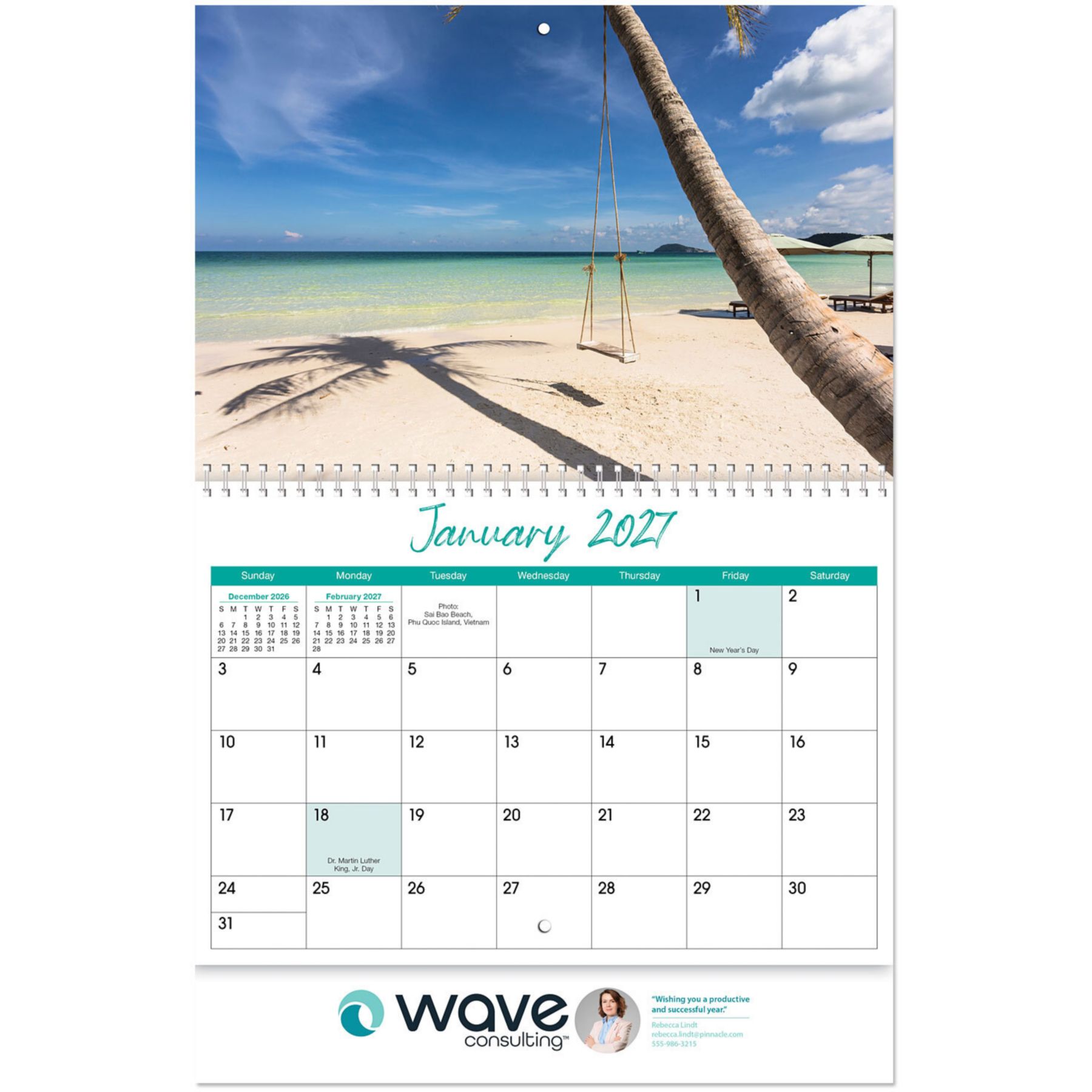 Picture of Full Color Beaches Spiral Wall Calendar