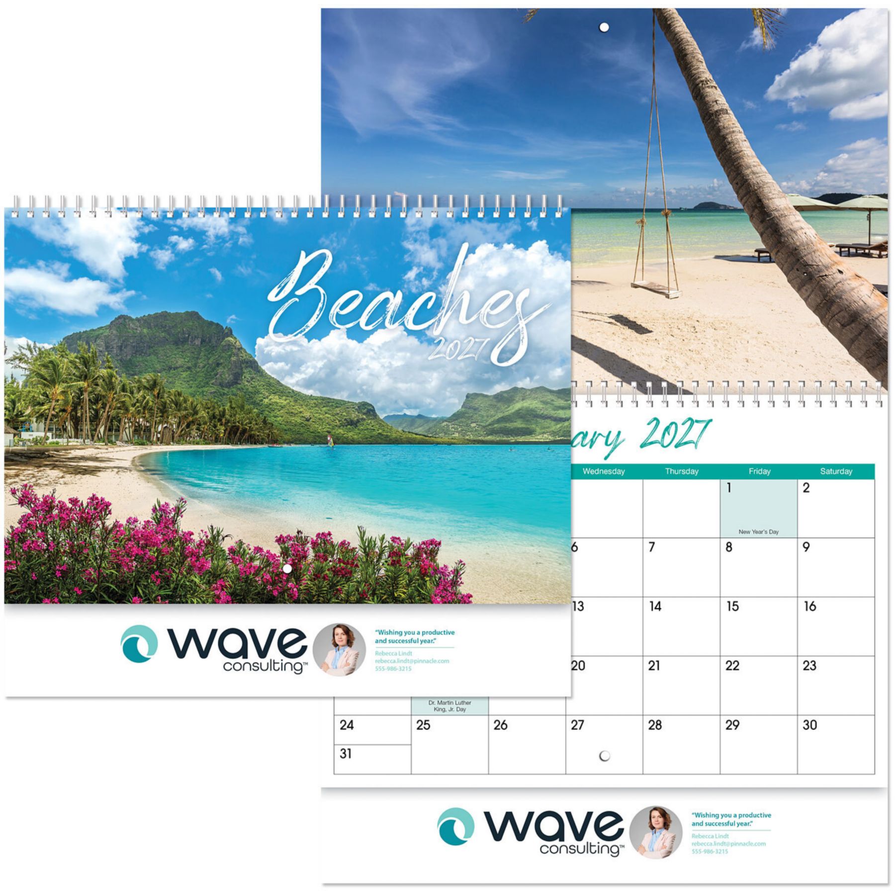 Picture of Full Color Beaches Spiral Wall Calendar