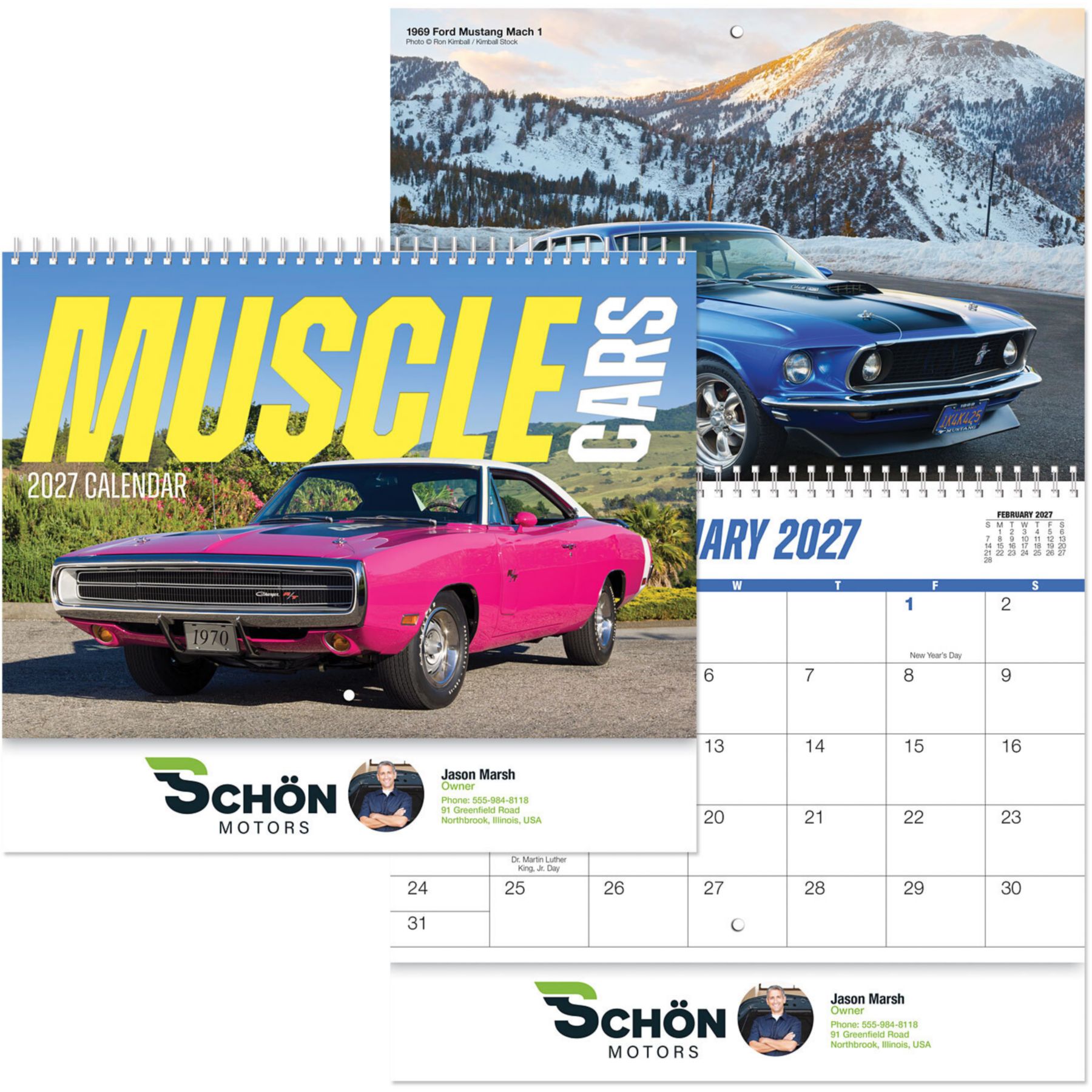 Picture of Full Color Muscle Cars Spiral Wall Calendar