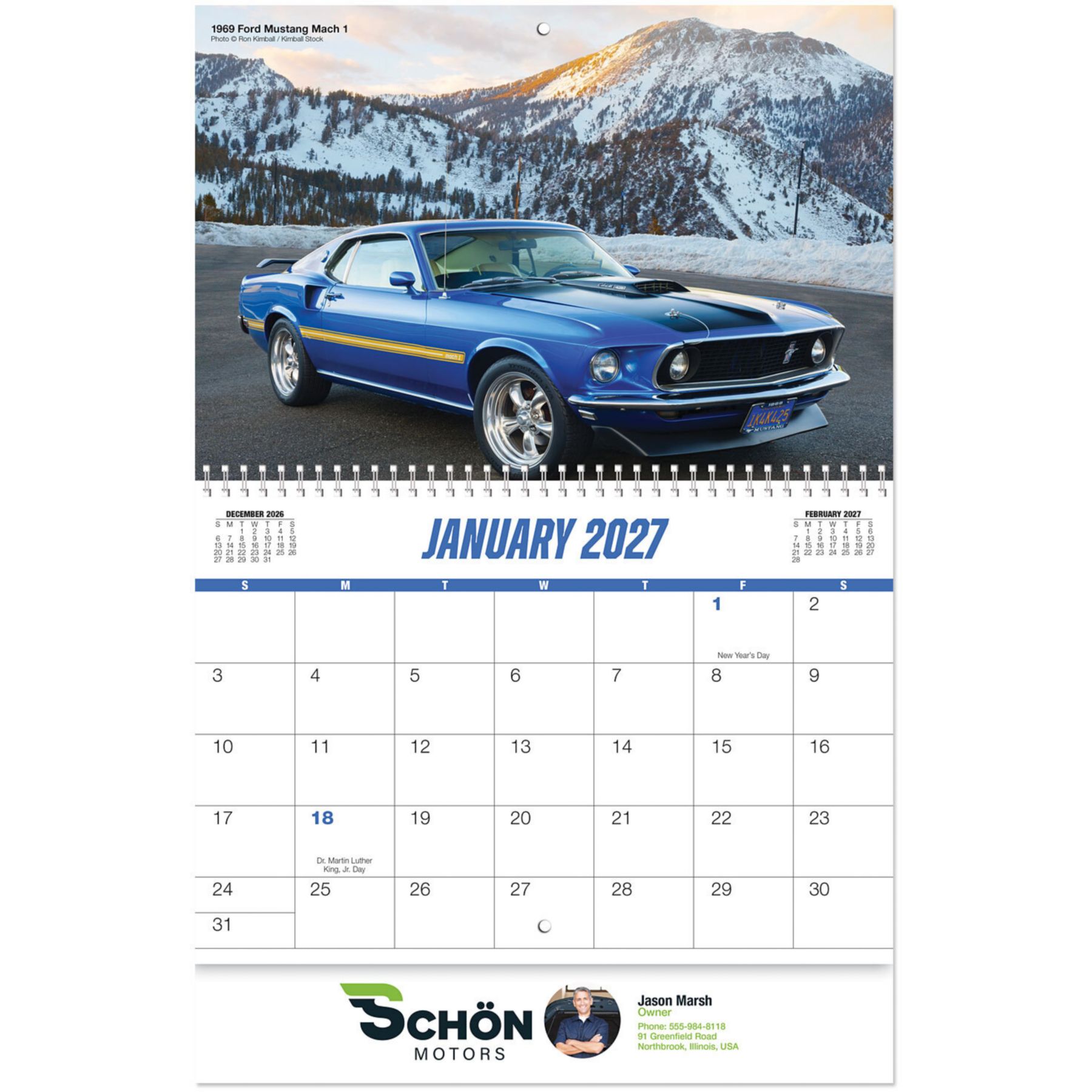 Picture of Full Color Muscle Cars Spiral Wall Calendar