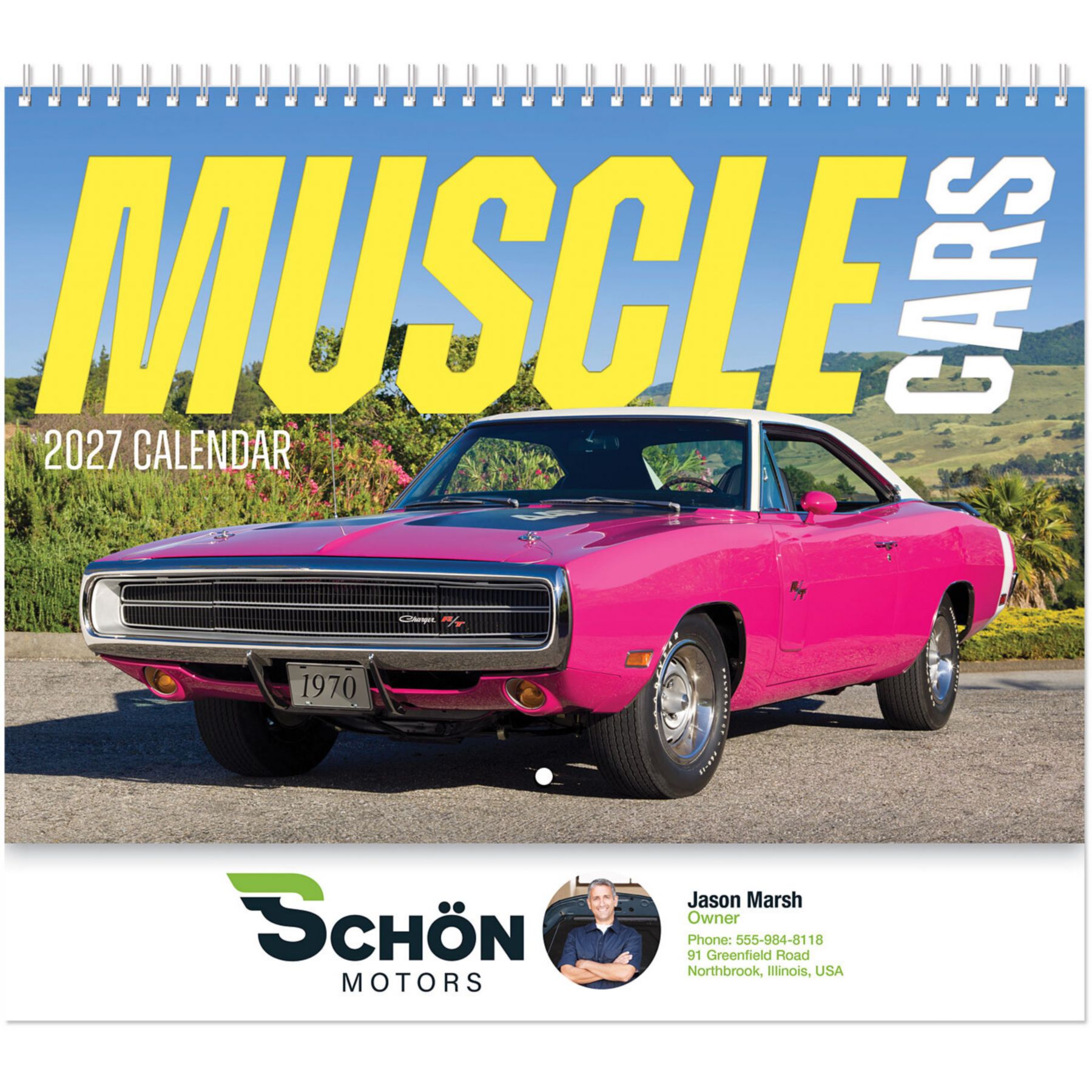 Picture of Full Color Muscle Cars Spiral Wall Calendar