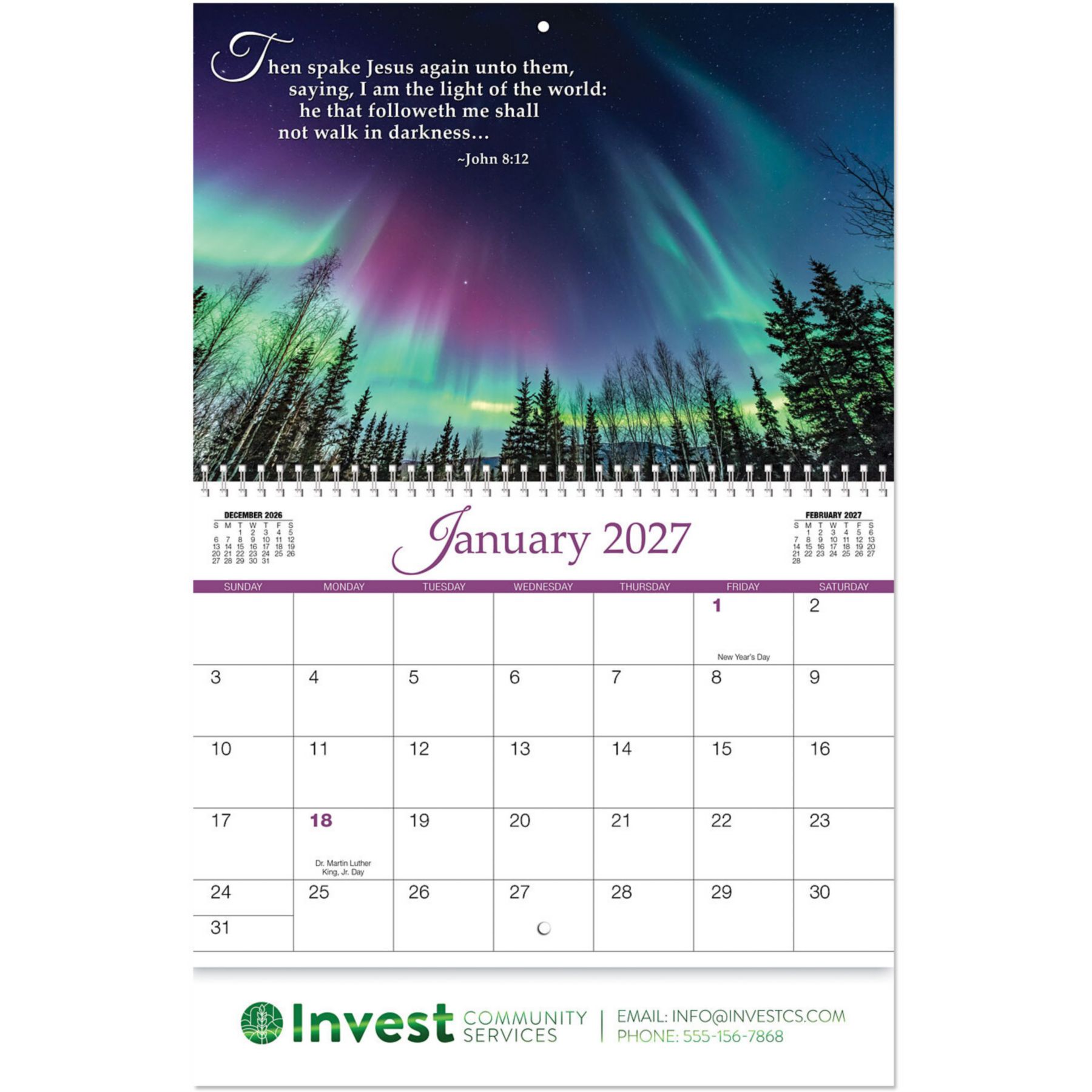 Picture of Christian Grace Spiral Wall Calendar