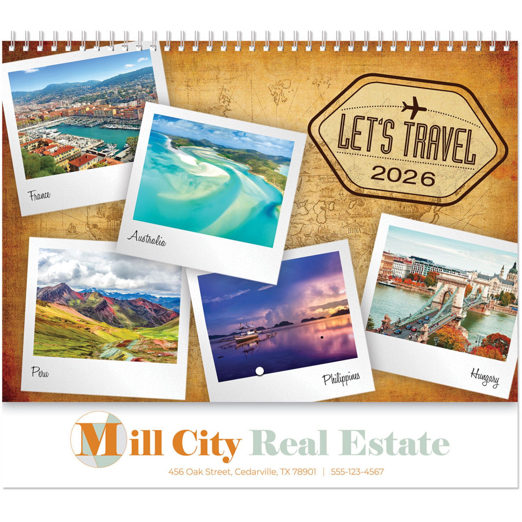 Picture of Full Color Let's Travel Spiral Wall Calendar