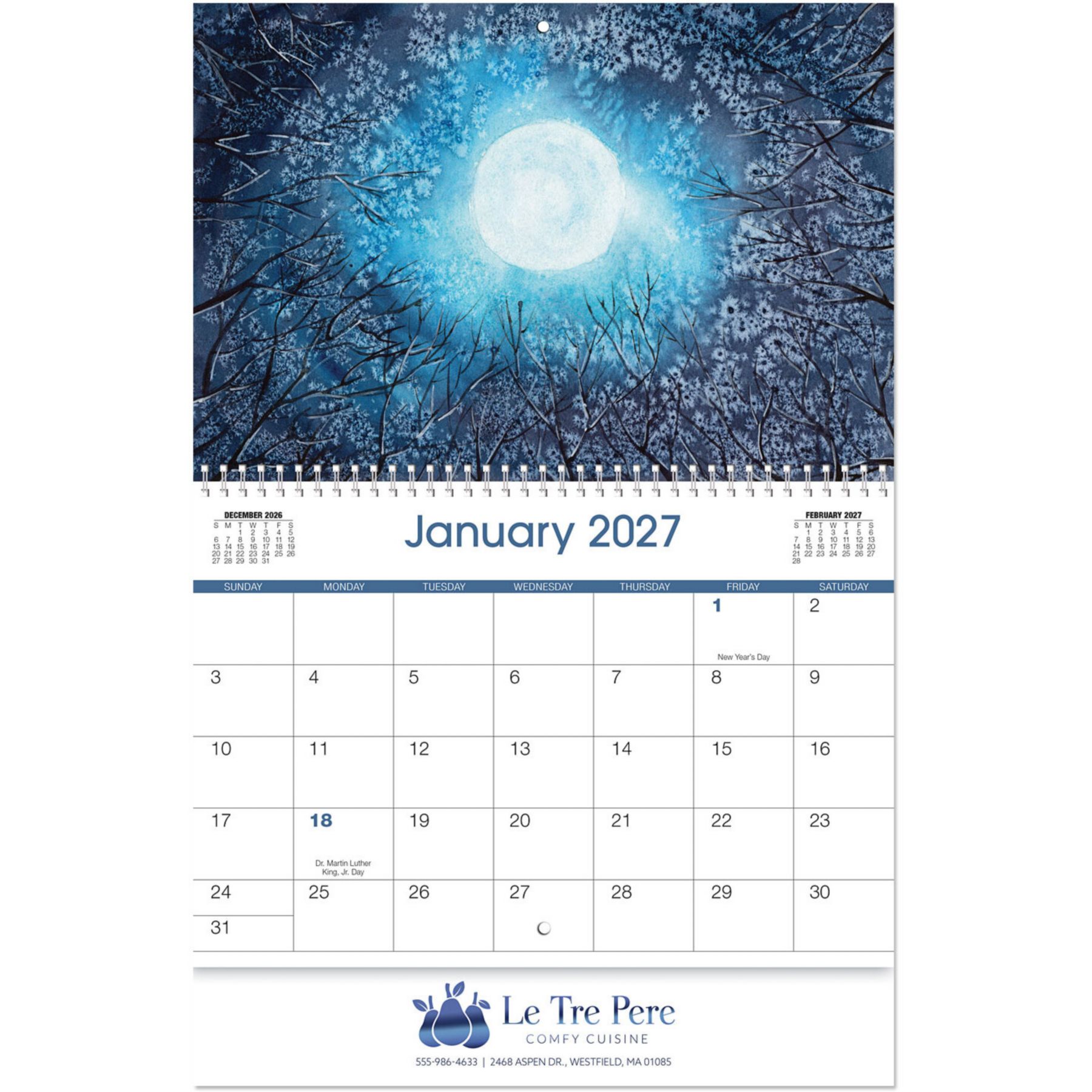 Picture of Water Color Spiral Wall Calendar