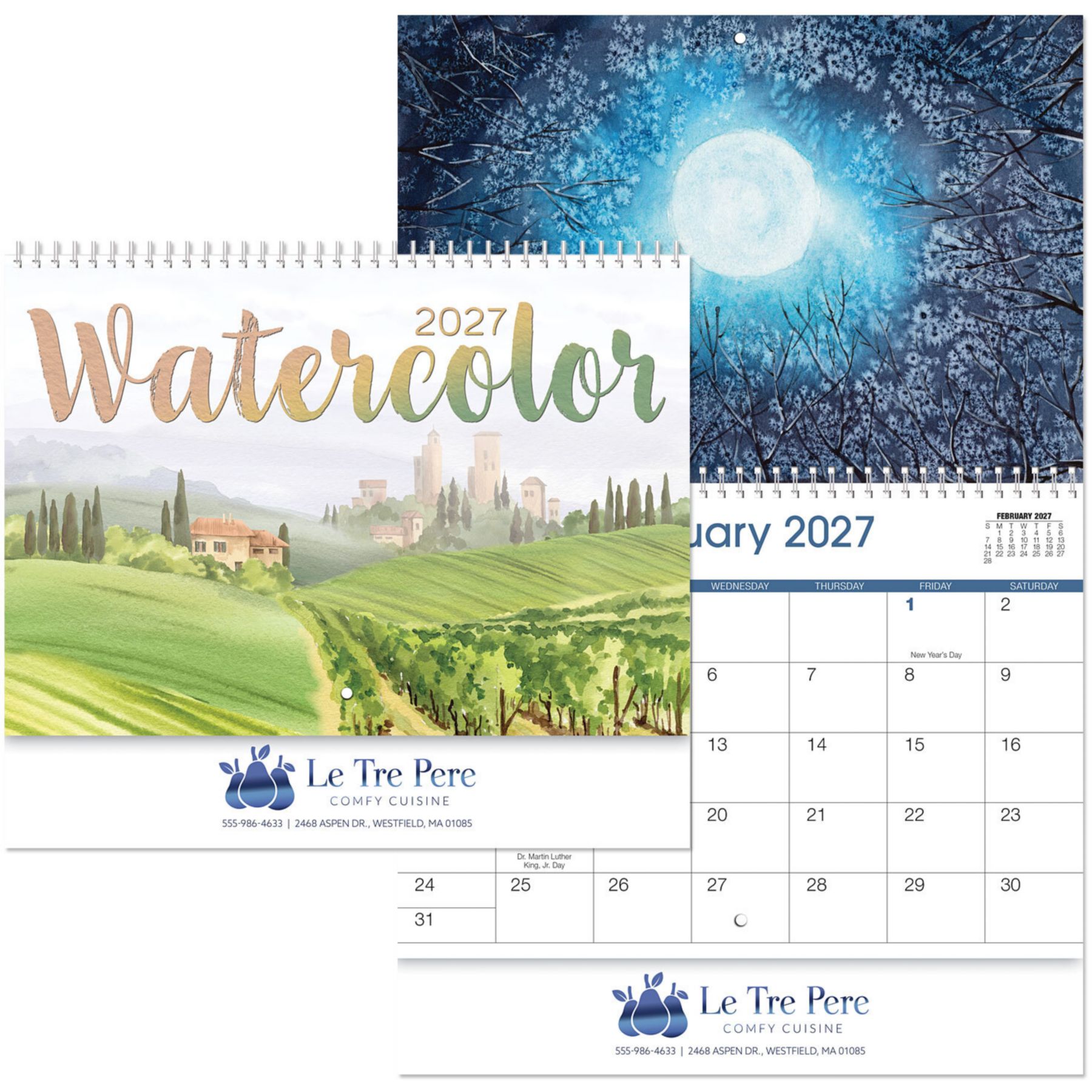 Picture of Water Color Spiral Wall Calendar