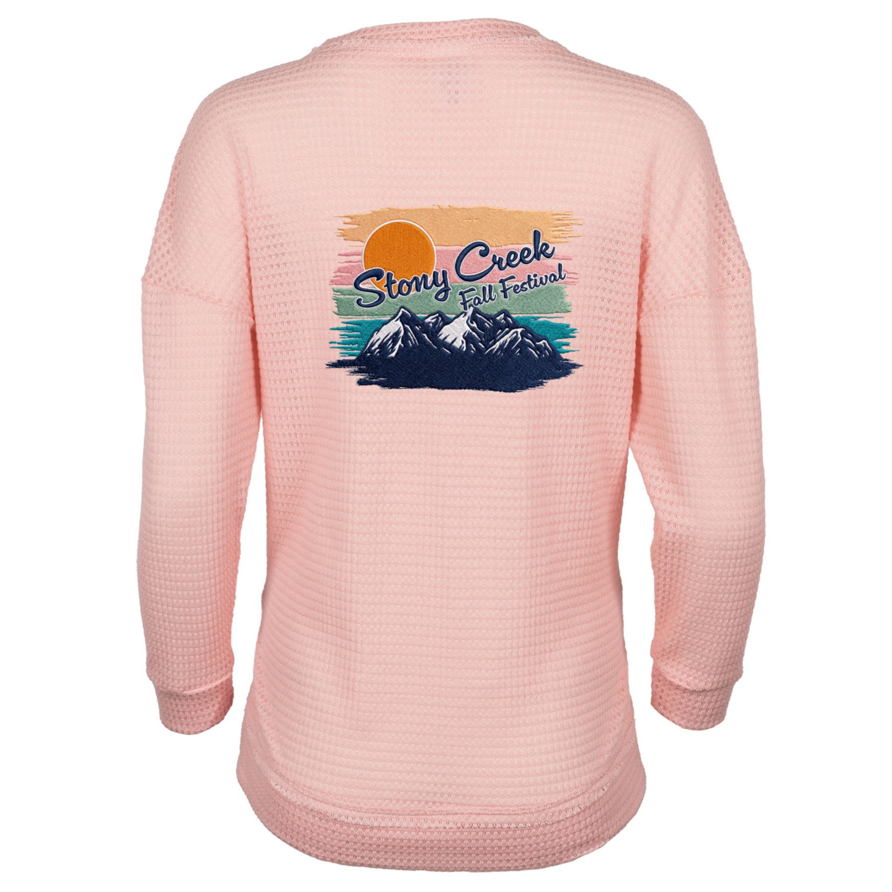 Picture of Women's Waffle Knit Hi Low Shirt - Embroidered