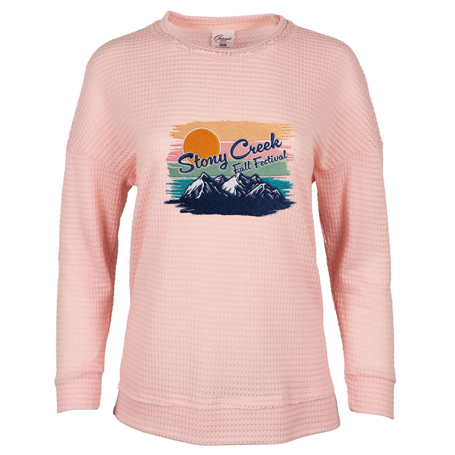 Picture of Women's Waffle Knit Hi Low Shirt - Embroidered