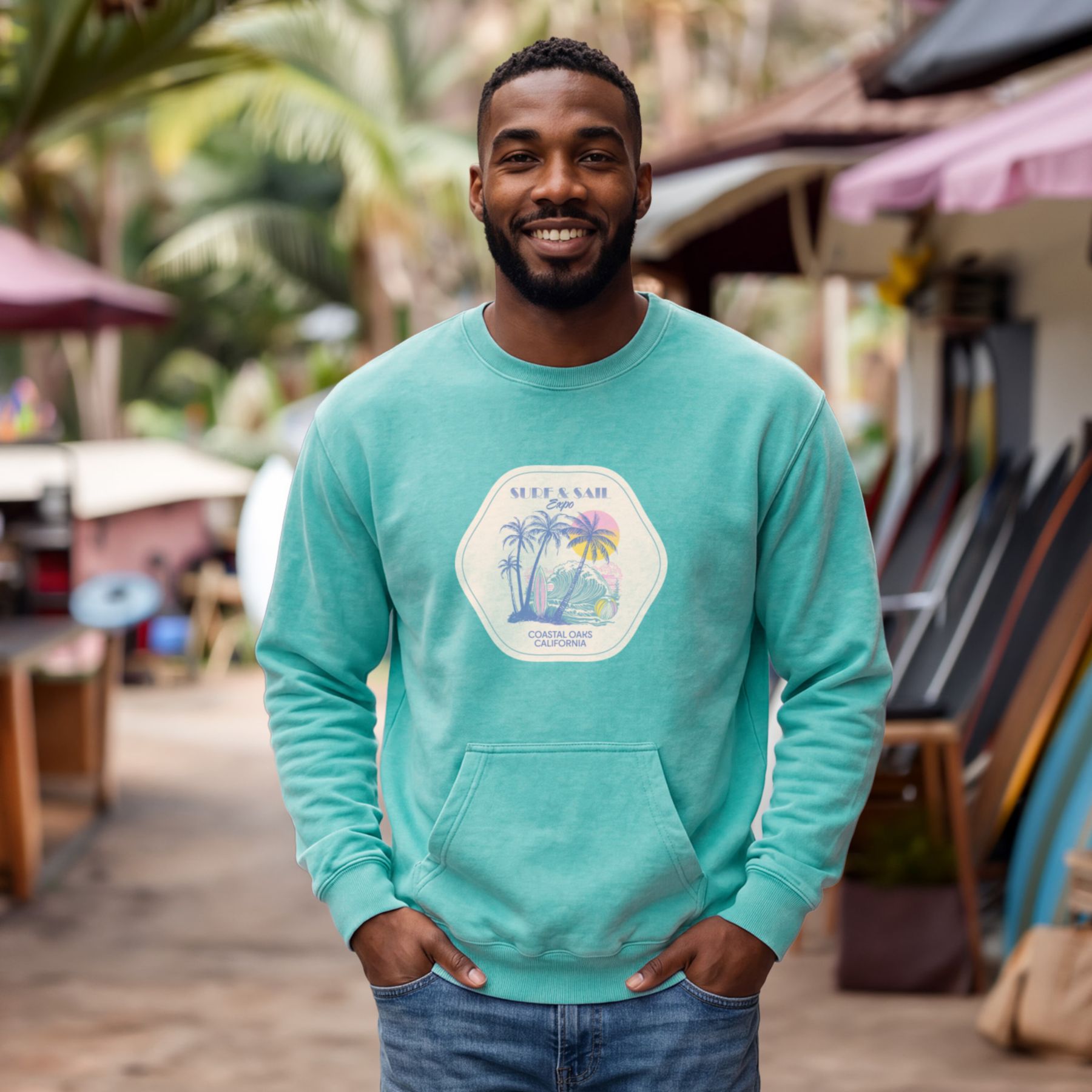 Picture of Unisex Crewneck W/Kangaroo Pocket-Full Color