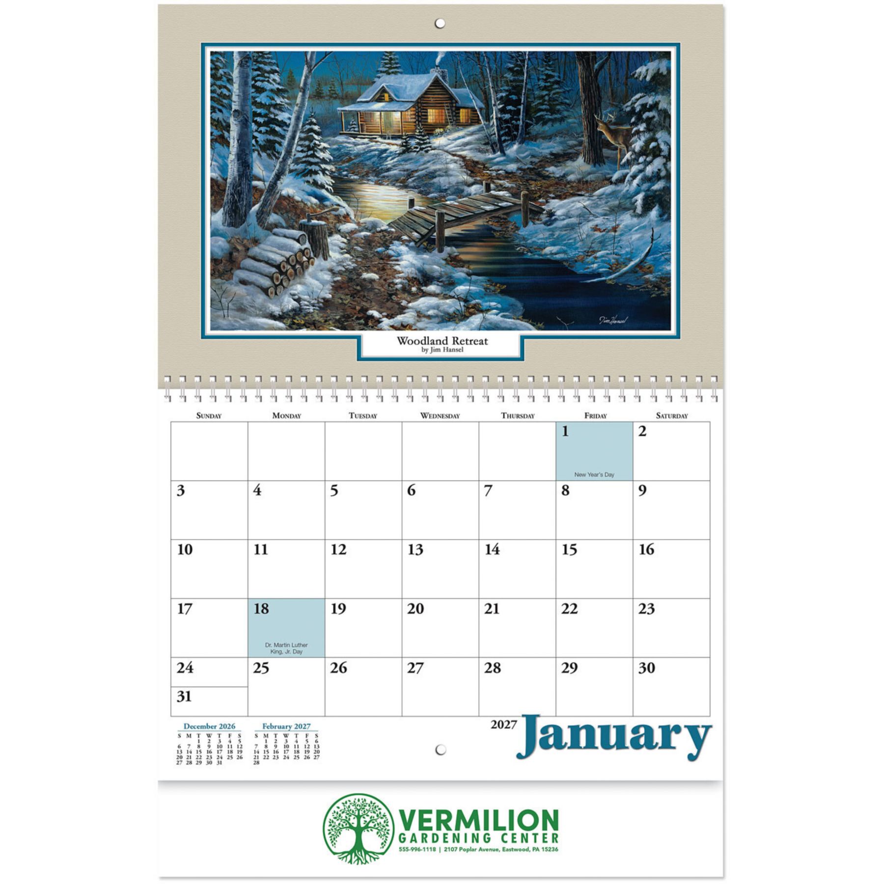 Picture of Woodland Retreat Spiral Wall Calendar Foil Imprint