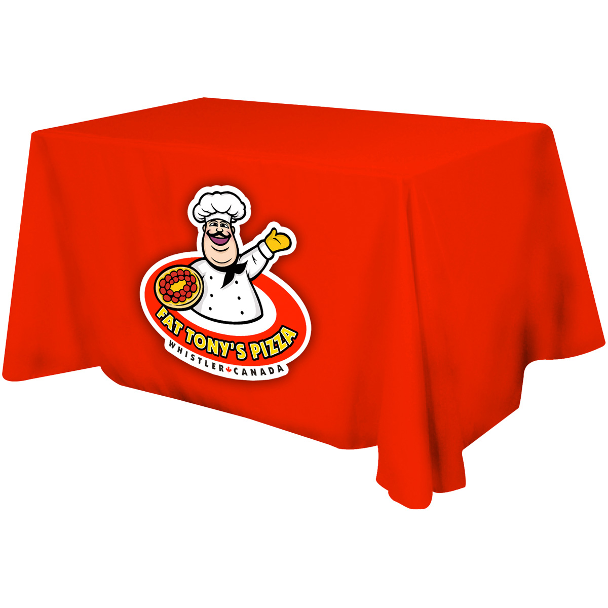Picture of All Over Full Color Dye Sub Table Cover - flat poly 3-sided, fits 4' table