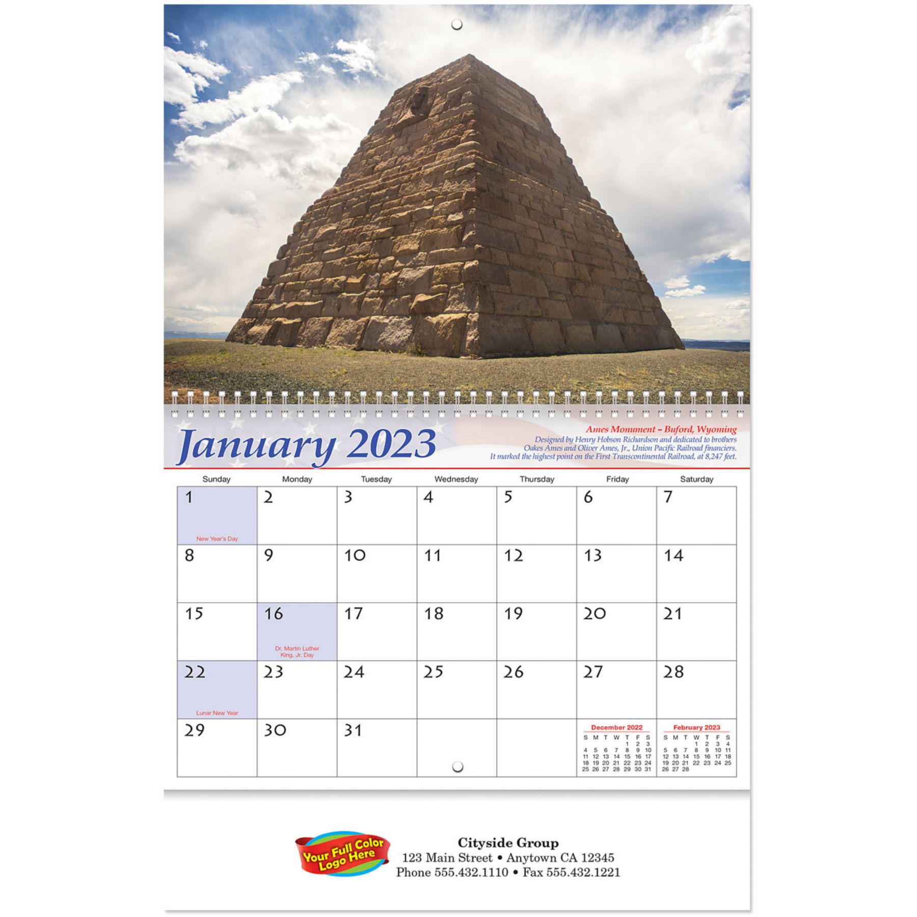 Picture of Full Color History Landmarks Spiral Calendar