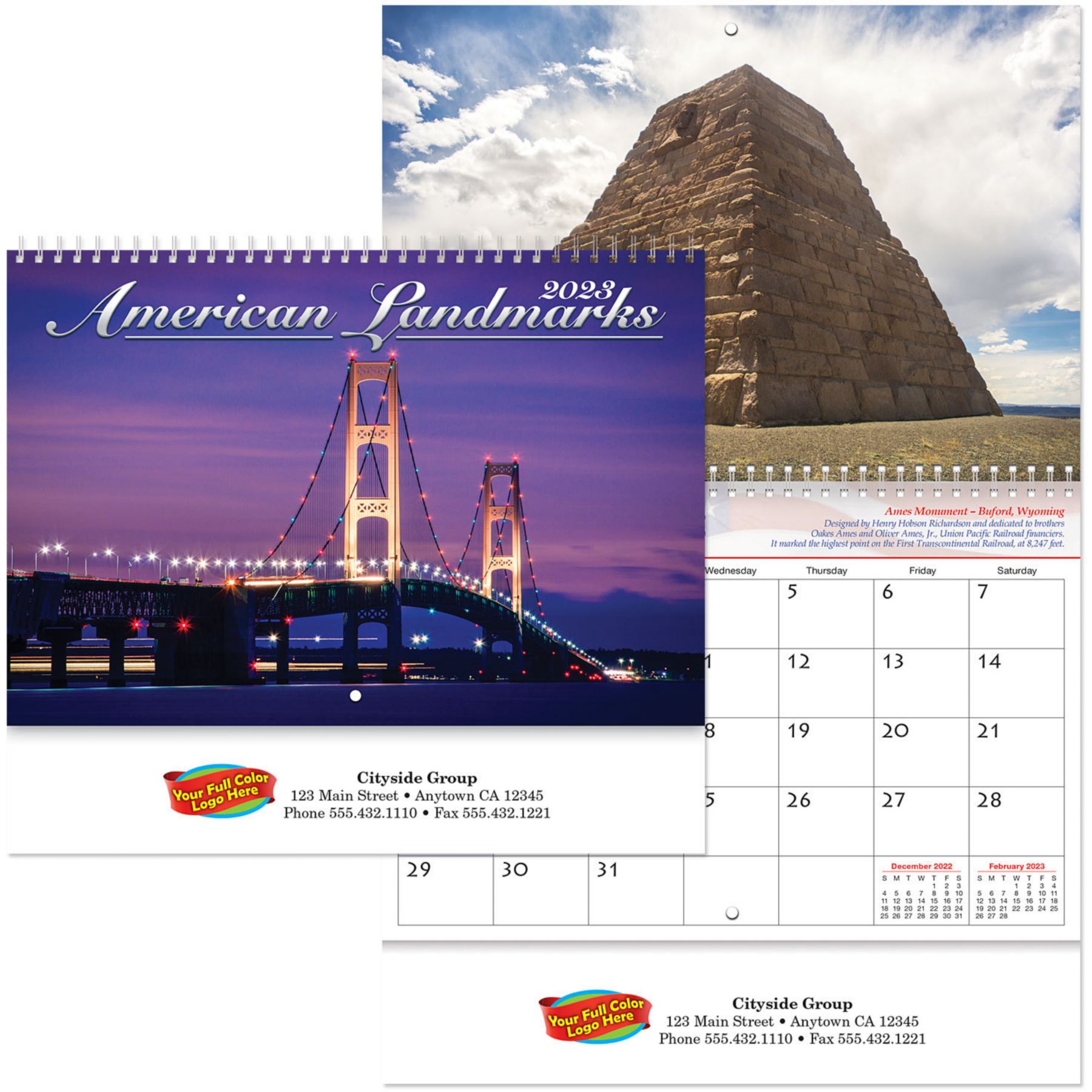 Picture of Full Color History Landmarks Spiral Calendar