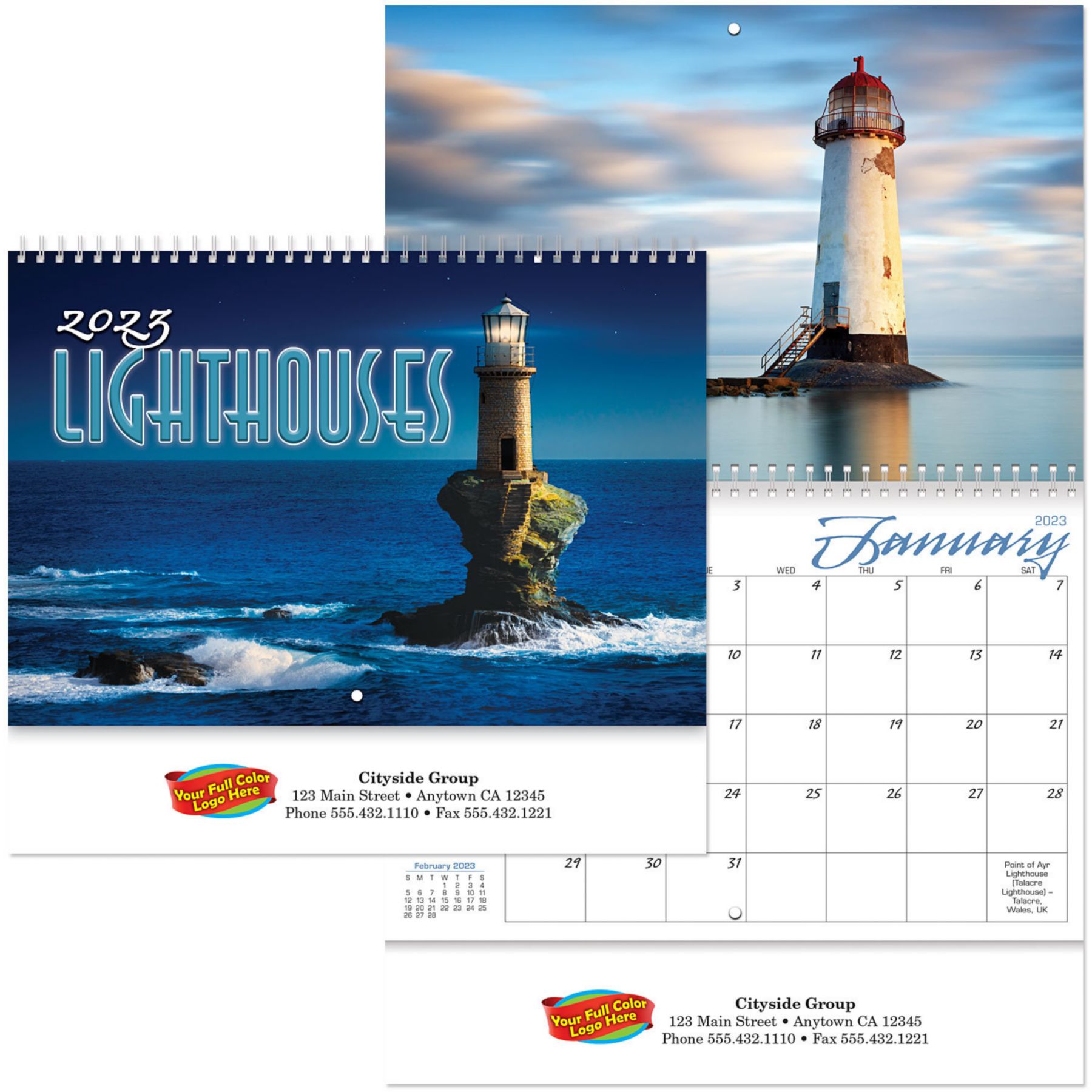 Picture of Full Color Lighthouses Spiral Wall Calendar