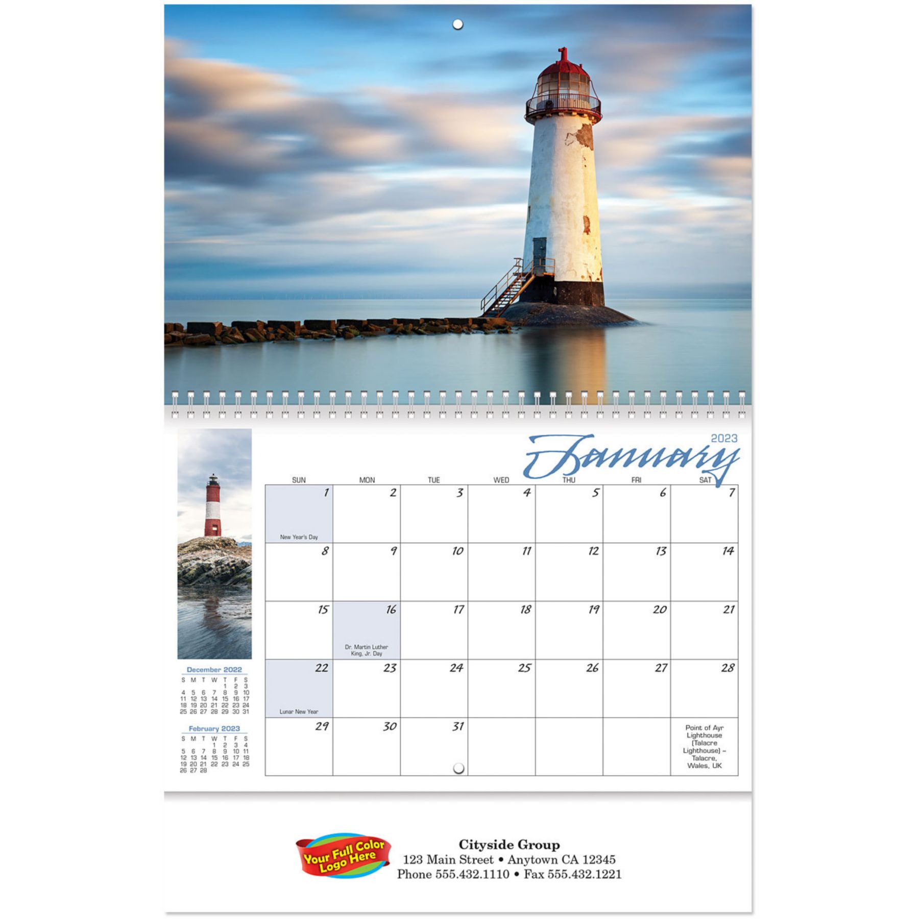 Picture of Full Color Lighthouses Spiral Wall Calendar