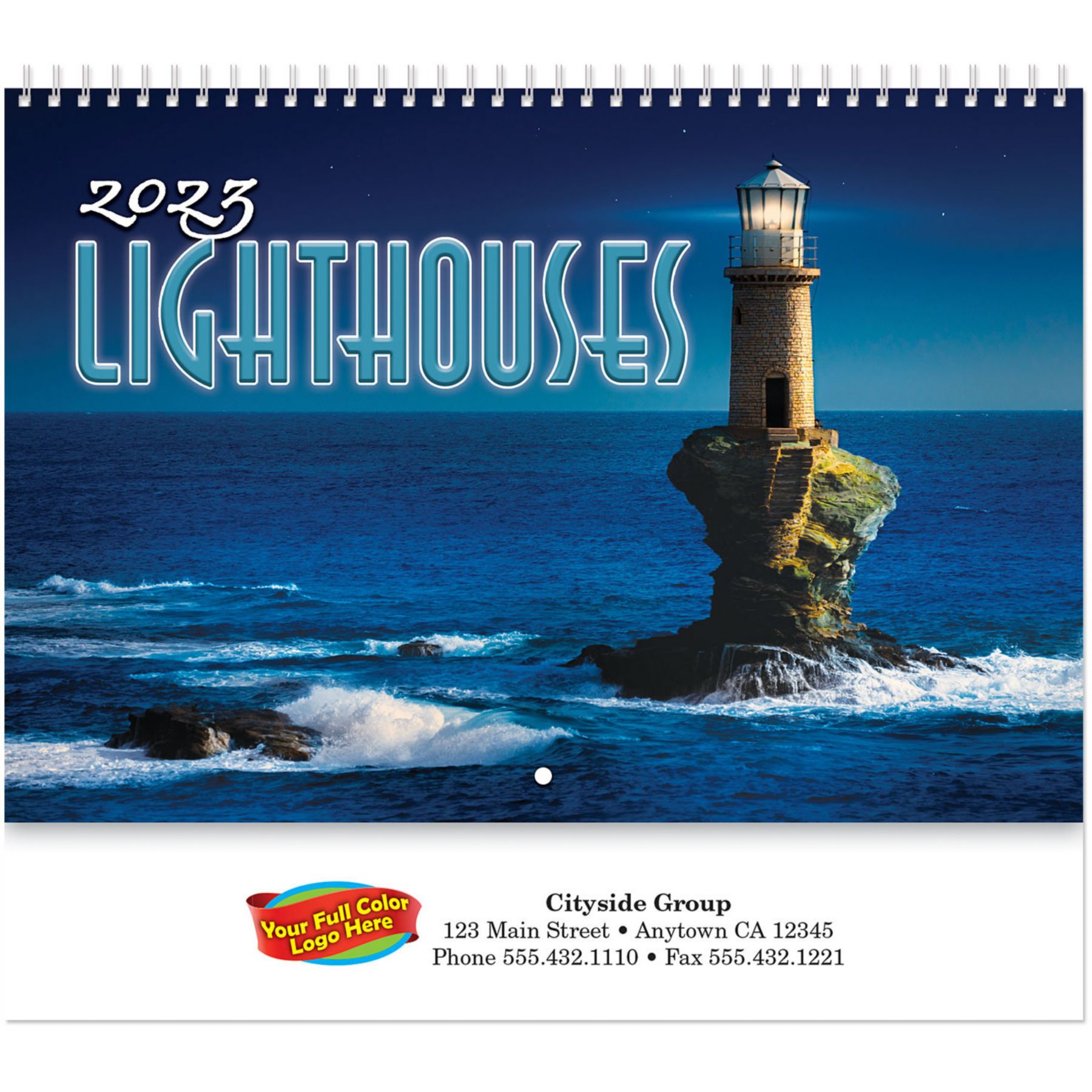 Picture of Full Color Lighthouses Spiral Wall Calendar