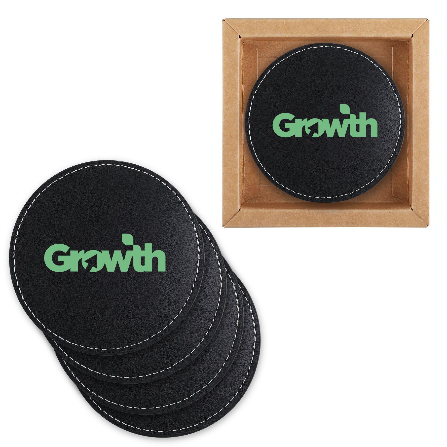 Picture of Benson Bonded Leather 4 Pc. Coaster Set In Box
