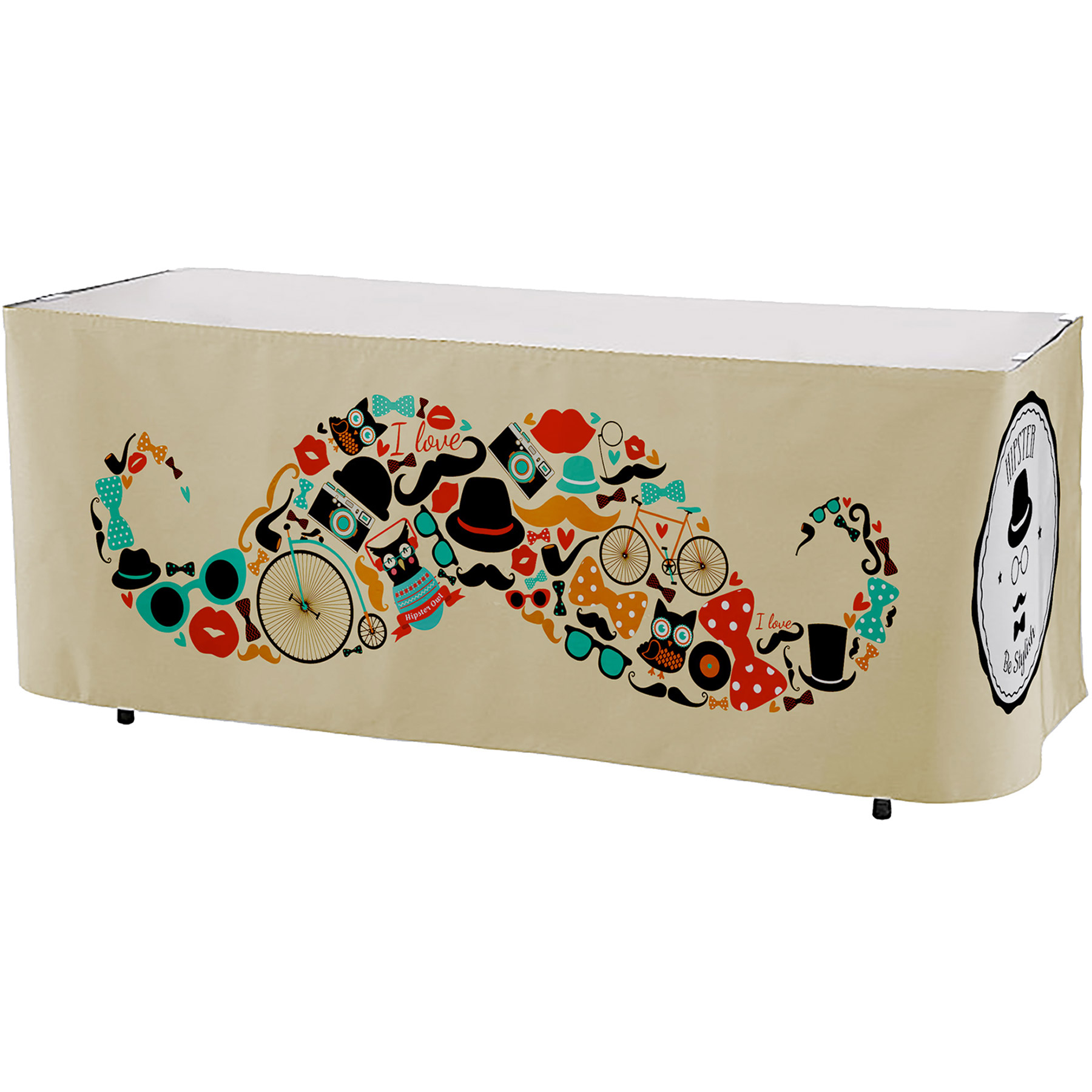 Picture of Premium Polyester, All Over Full Color Table Skirt, 3 sided, 6'