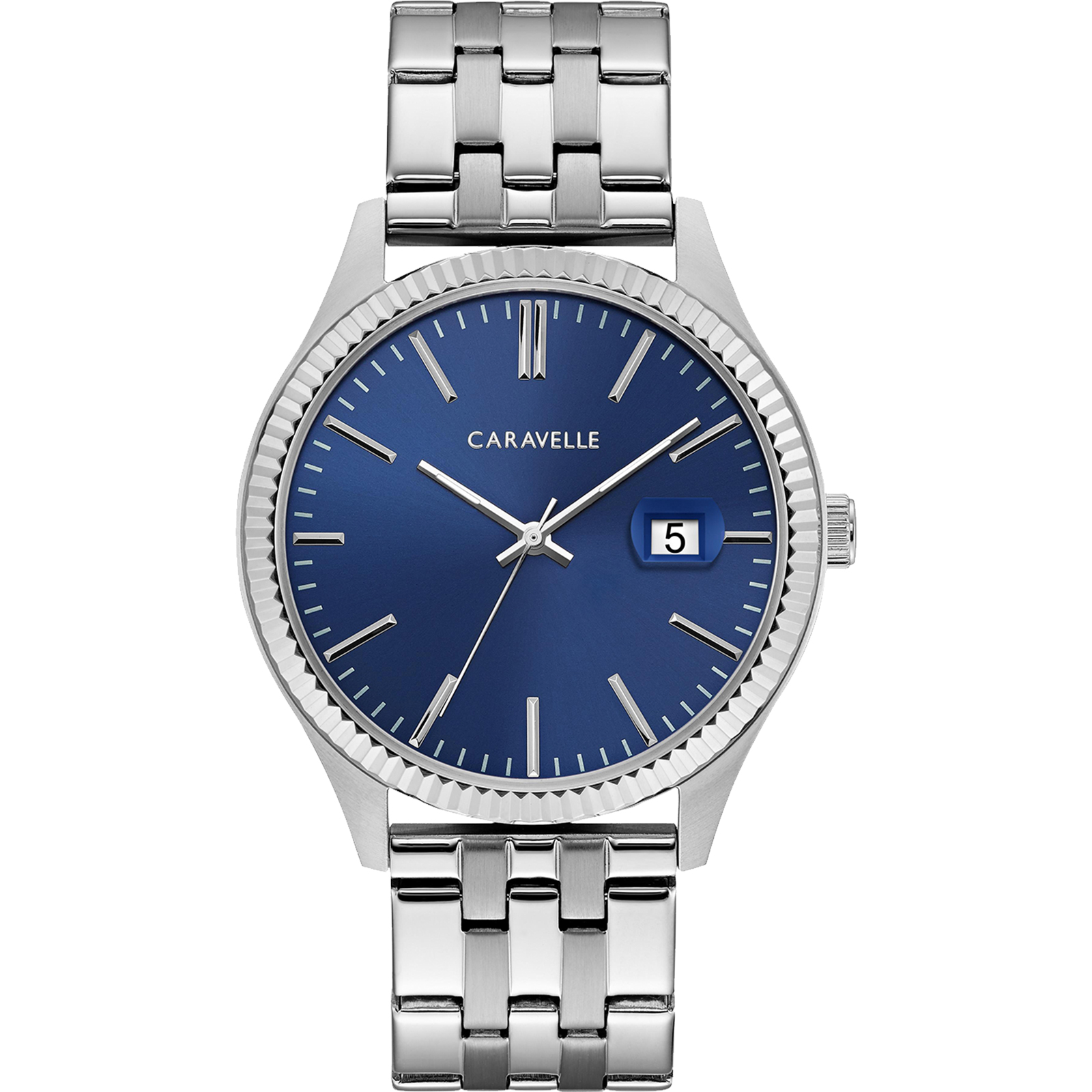 Picture of Caravelle by Bulova Men's Silver-Tone Watch with Blue Dial