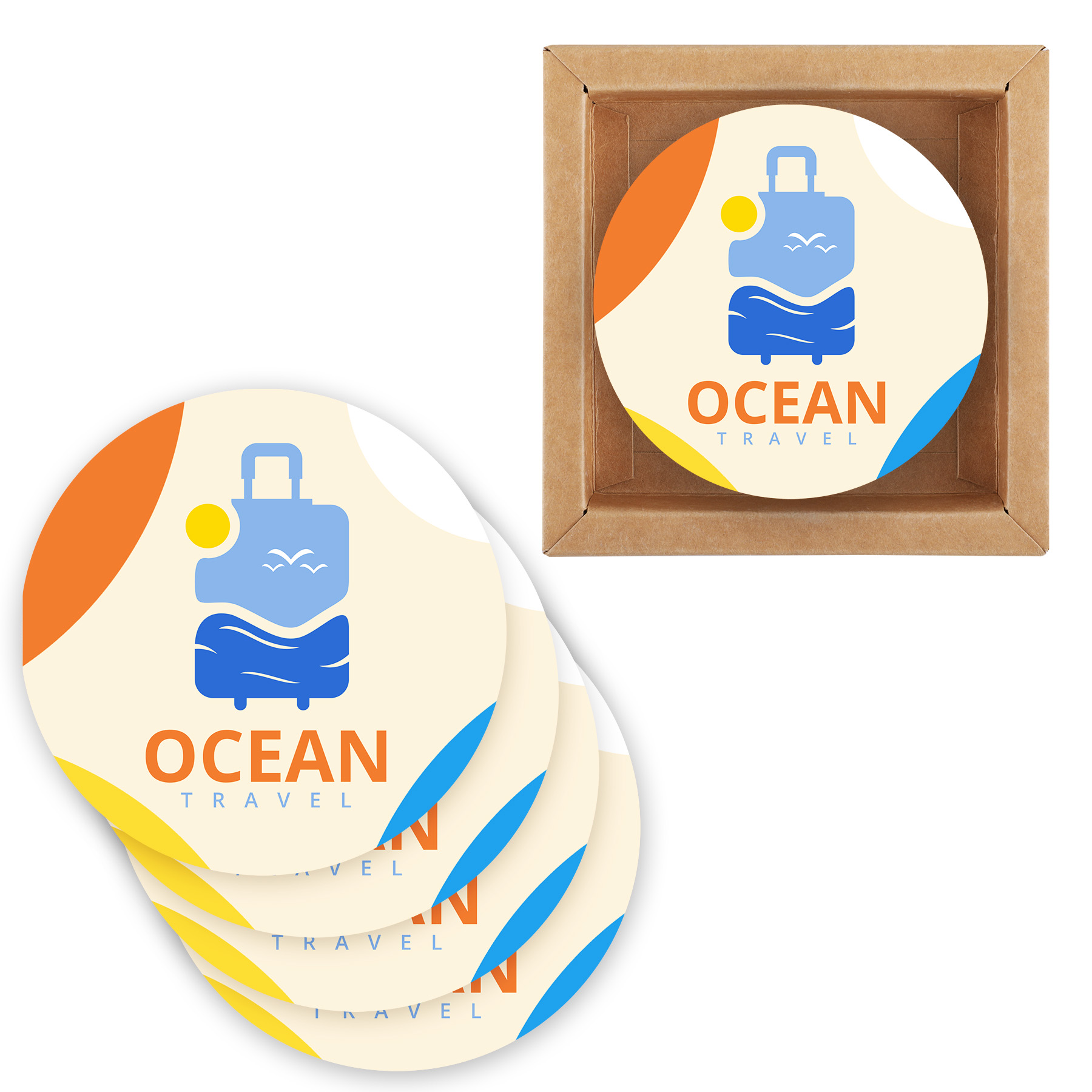 Picture of Round Ceramic 4 Pc. Coaster Set In Box