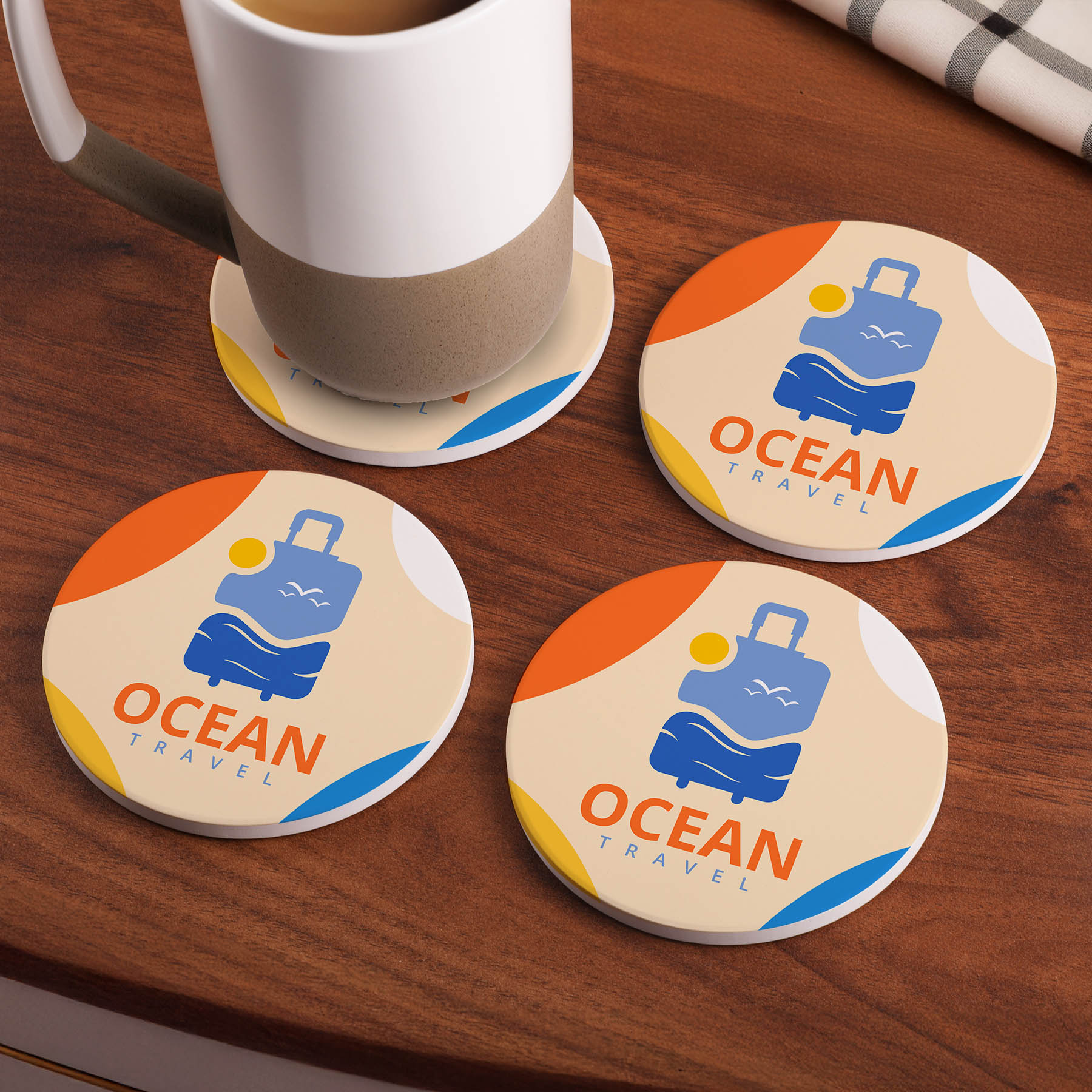 Picture of Round Ceramic 4 Pc. Coaster Set In Box