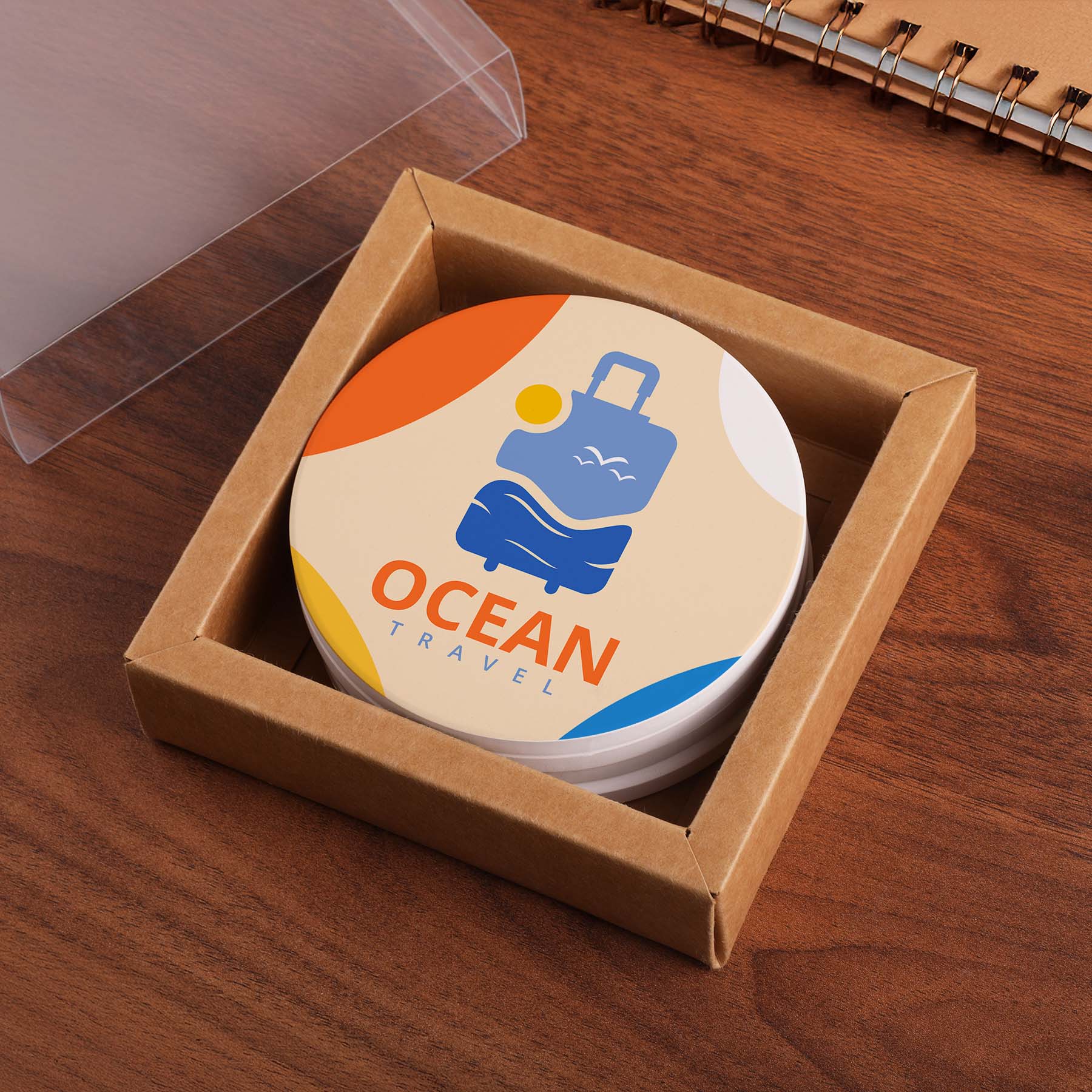 Picture of Round Ceramic 4 Pc. Coaster Set In Box
