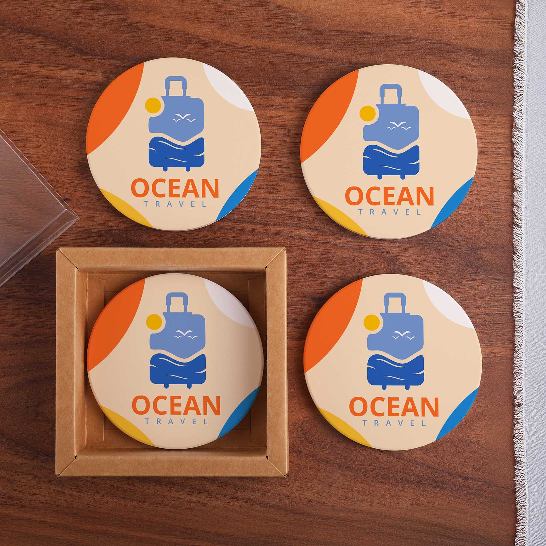 Picture of Round Ceramic 4 Pc. Coaster Set In Box