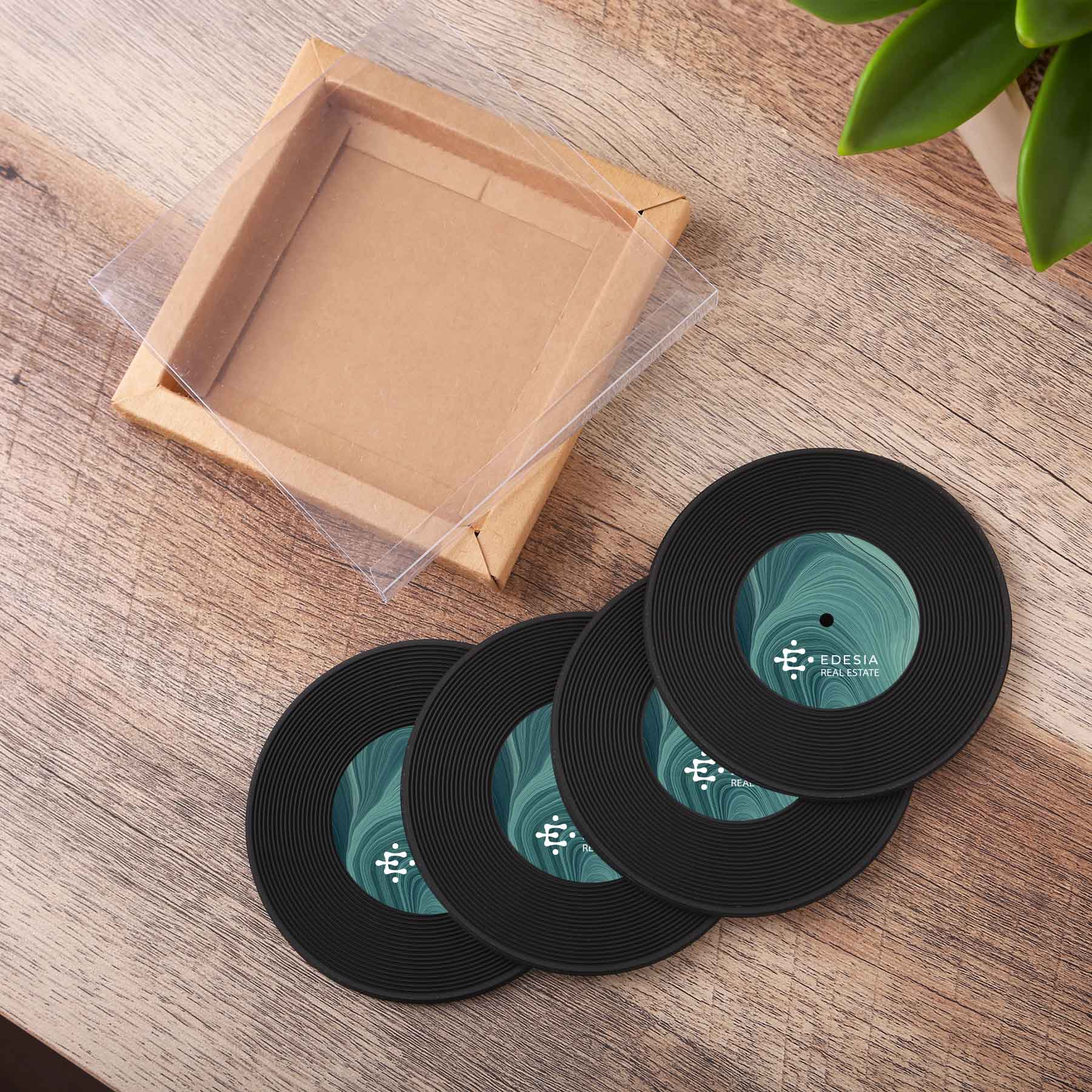 Picture of 4 Piece Record Coaster Set In Box