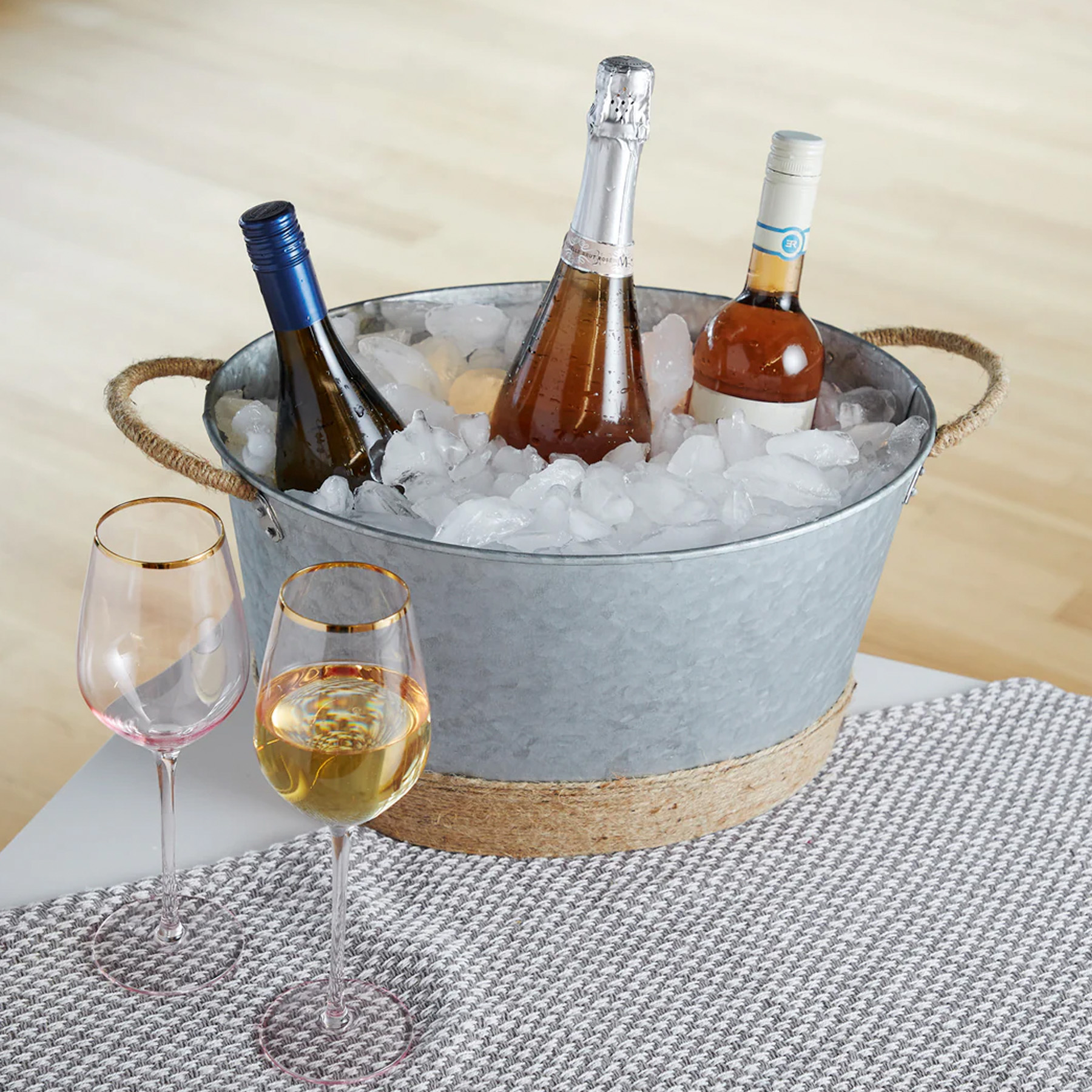Picture of Twine Jute Rope Wrapped Galvanized Tub