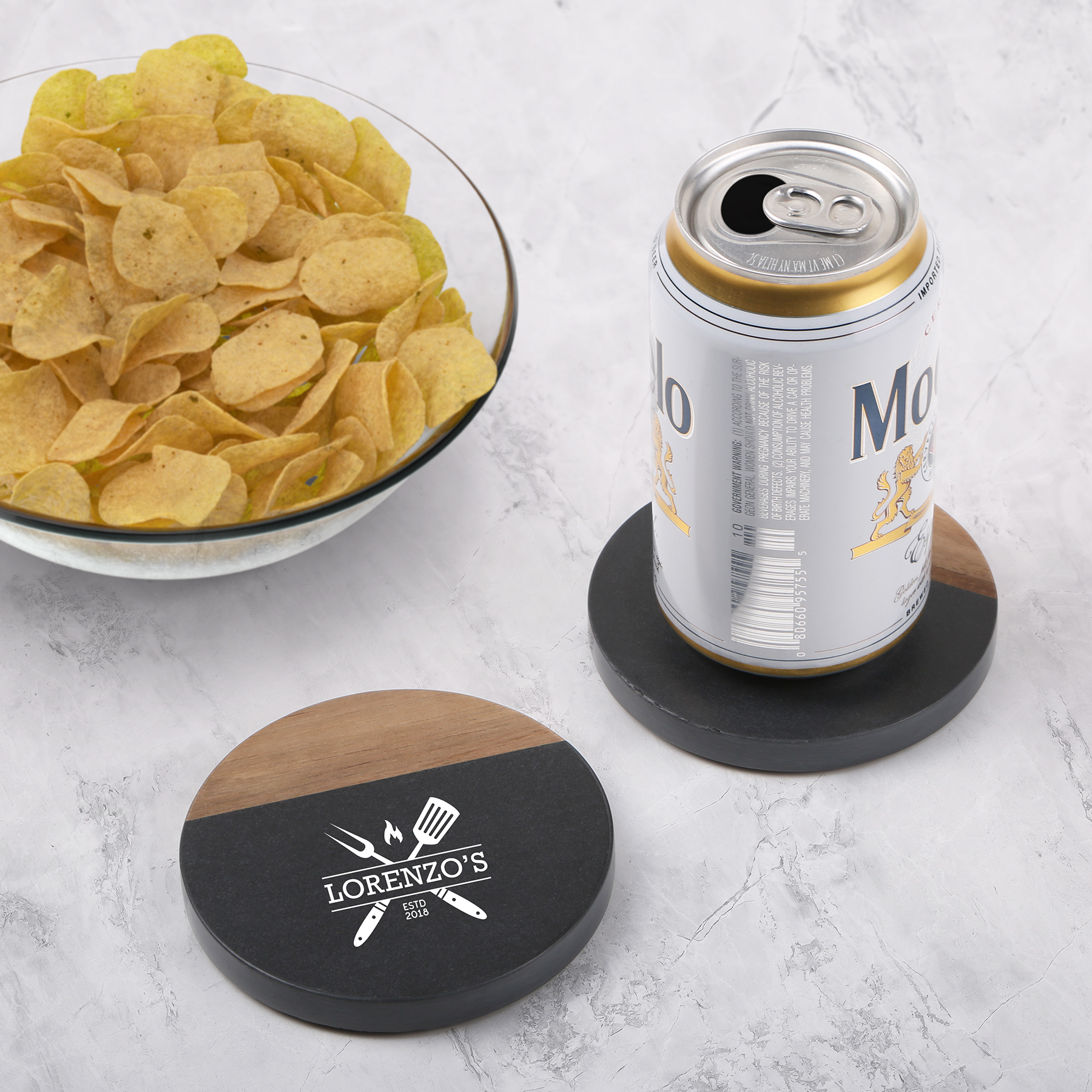 Picture of Slate & Acacia Wood Coaster Set